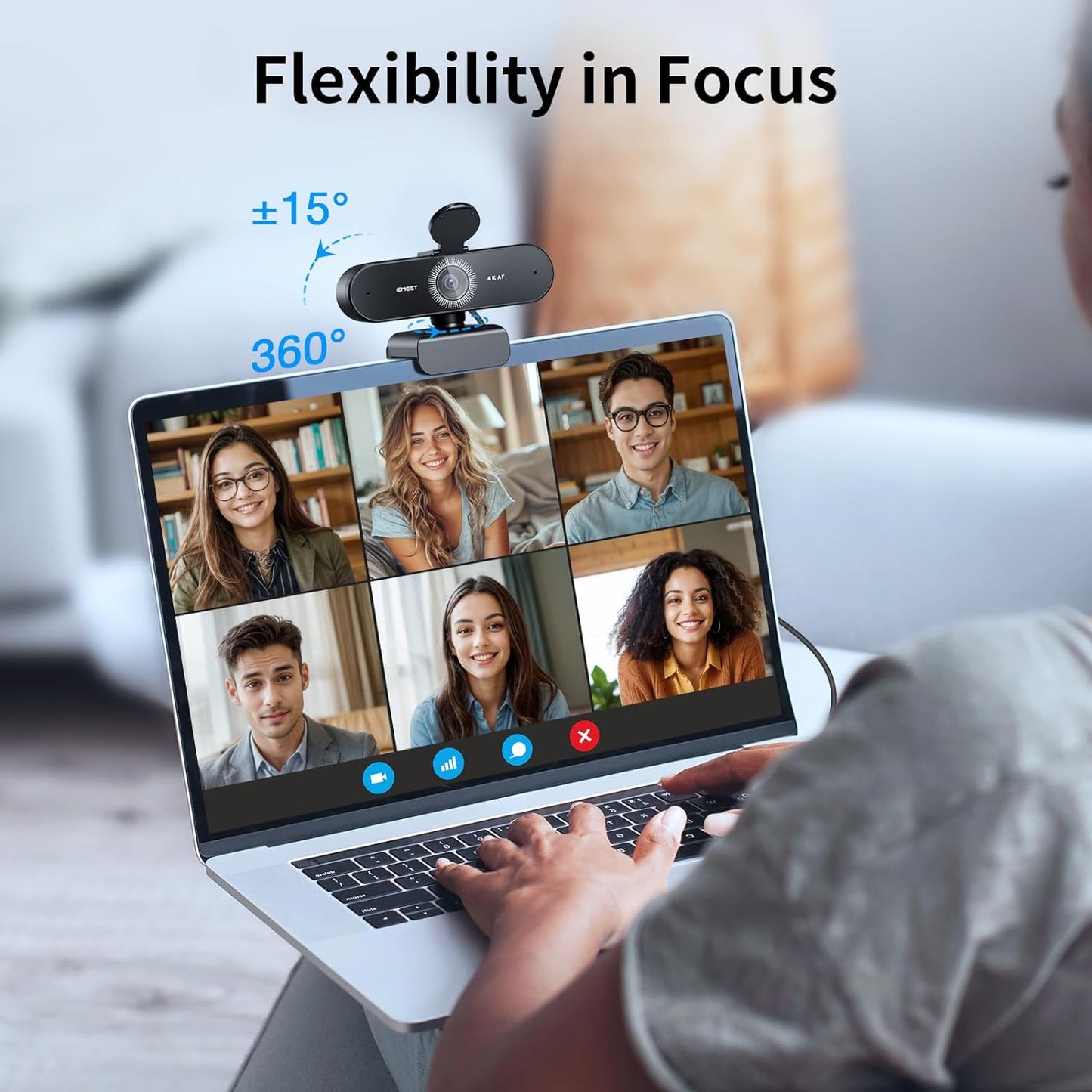 EMEET NOVA 4K Webcam for PC, Ultra 4K HD, PDAF Autofocus, Dual Omni Mics | 73° FOV, Auto Light Correction, USB-A, Privacy Cover, Ideal for High-End Business Meetings&Live Streaming