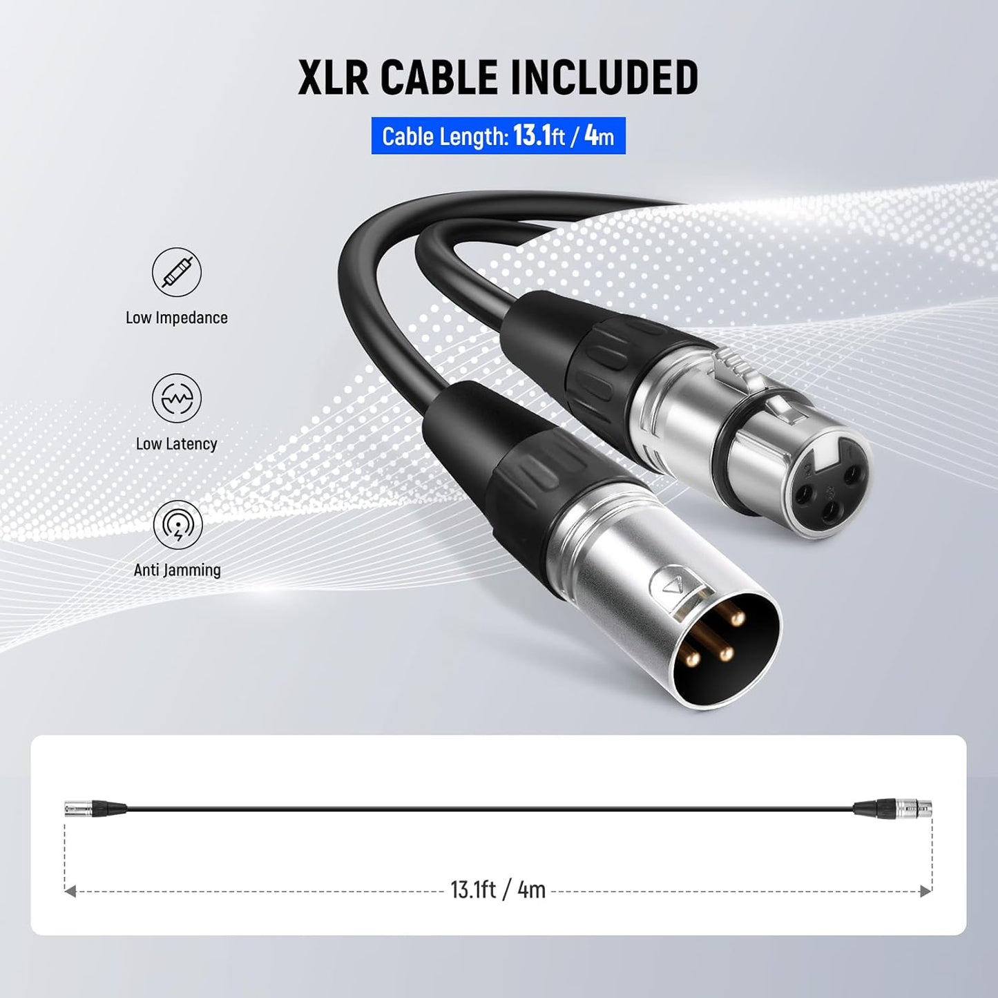 NEEWER NW-040 Cardioid Dynamic Microphone with XLR Cable, Rigid Metal Housing, Unidirectional Pickup Mic for Musical Instruments Voice Public Speech Podcast Singing PC Gaming Streaming Studio, Black
