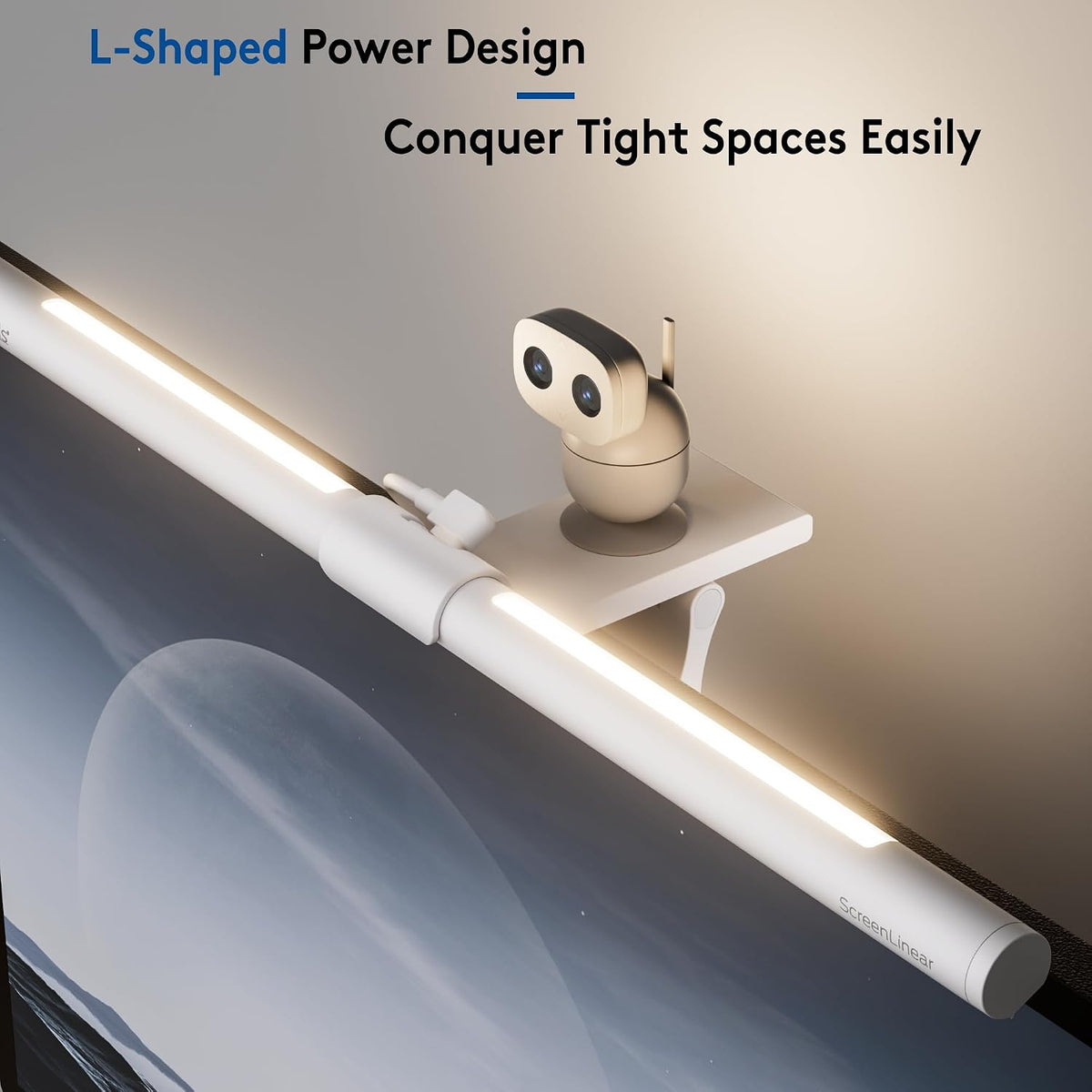 Quntis White Monitor Light Bar with Backlight, Desk Light with Remote