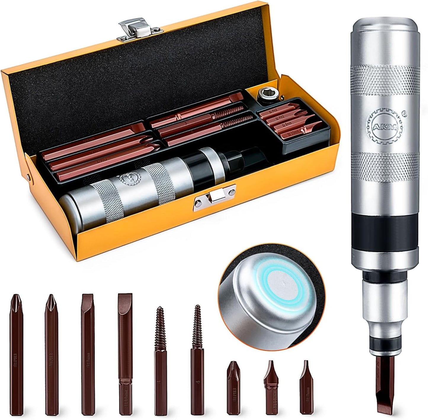 Hand Manual Reversible Impact Driver Set Extractor Impact Screwdriver S2 Steel Much More Durable Disengage Rusted Fasteners or Frozen Bolts (1/4" Driver)
