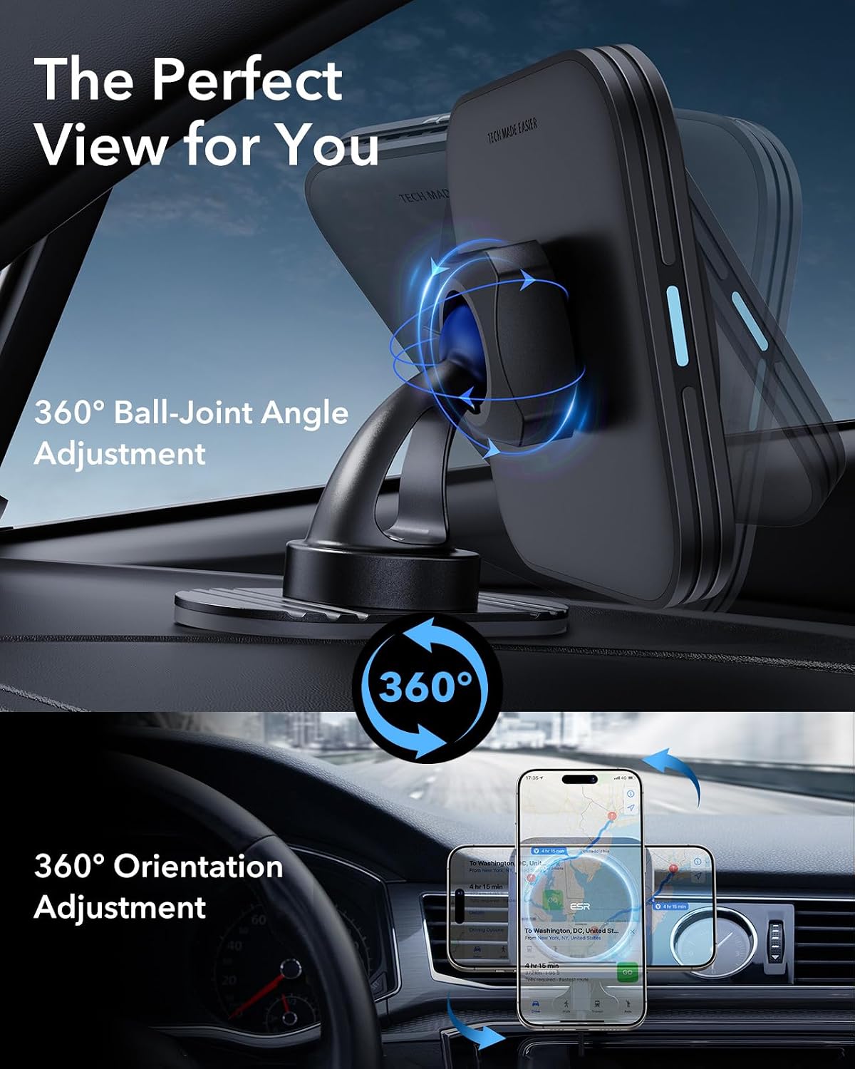ESR for 15W MagSafe Car Mount Charger for iPhone 17-12, Samsung Galaxy S26 | Magnetic Wireless Car Charger, for MagSafe Car Charging, Air Vent Dashboard Phone Holder Mount, Fast Charging