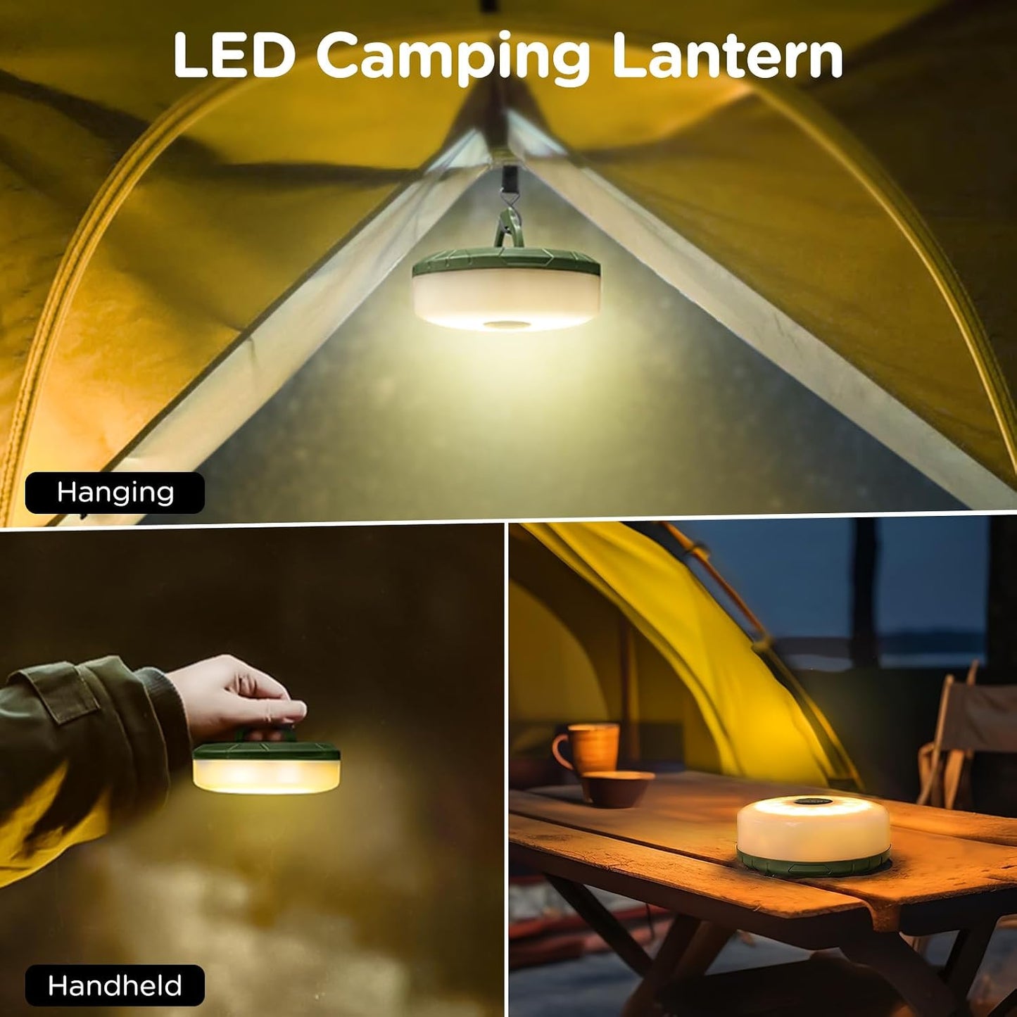 Camping String Lights 4 in 1, 32.8FT Quick Storage 8 Modes Protable | Rechargeable Fairy Tent Lights String, Hanging Lantern LED Lamp for Outdoor Indoor Patio Awning Decor Camping Essentials