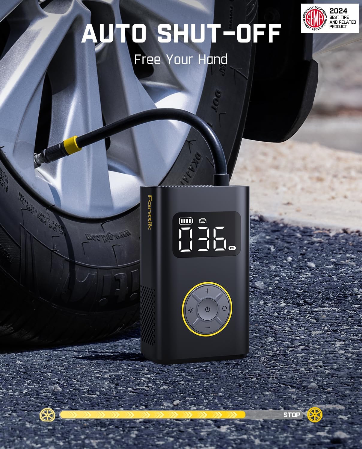 Fanttik X9 Pro Portable Tire Inflator for Compact Car, 1Min Fast Inflate | Digital Tire Pressure Gauge, Storage Design, Auto Stop, Powerful Battery, for Compact Car, Electric Bikes, Motorcycle, Ball