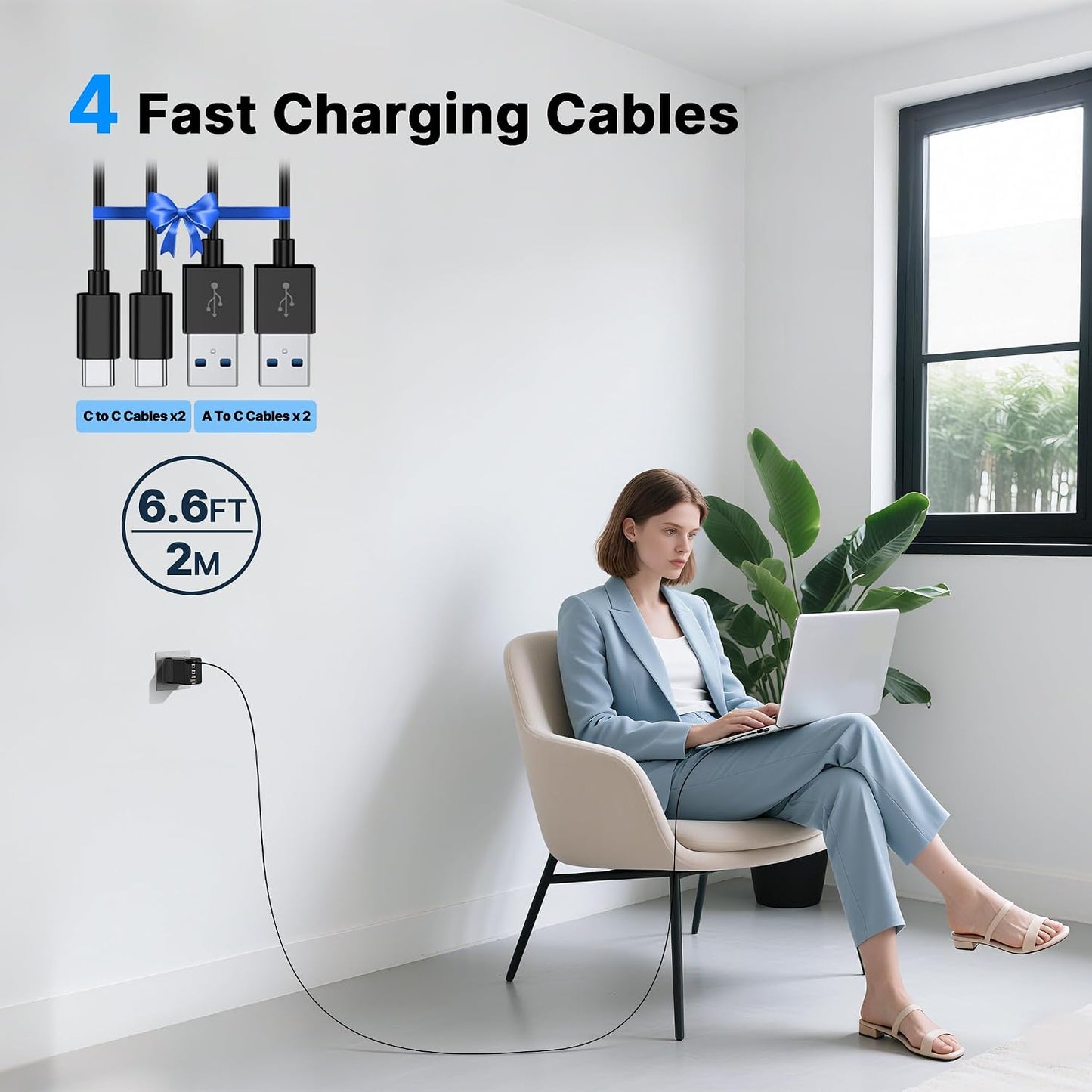 2 Pack 200W USB C Charger Block, Foldable GaN5 Super Fast Charger USB C | Dual 65W Type C Charging Block, Laptop 4-Port Fast Charging Adapter for MacBook Pro/Air, iPad, iPhone, Samsung Galaxy Black