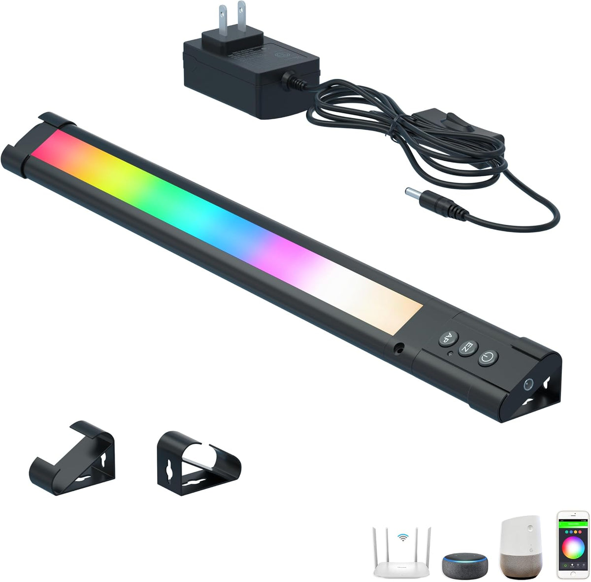 LAMPAOUS LED Light Bar, Dimmable RGB Lights, Light Bar with Alexa & Google Integration for Room, Desk, Monitor Backlight, Indoor Wall Washer - includes Remote Control (1-Bar 12 Inch Kit)