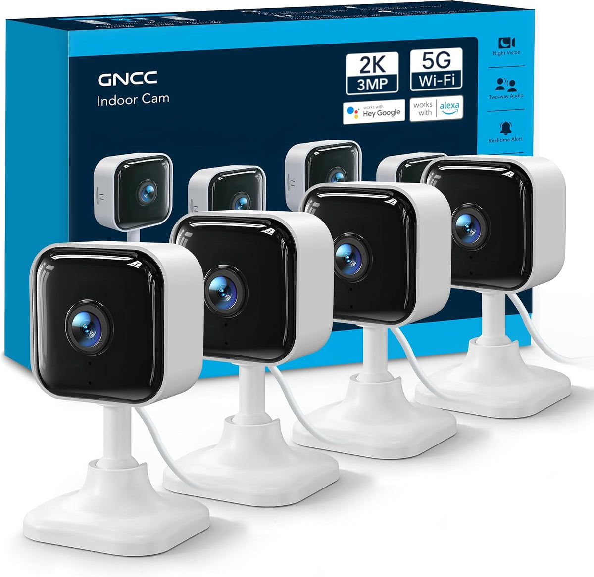 GNCC 2K Cameras for Home Security Indoor Cameras Wireless 2.4G/5G with App