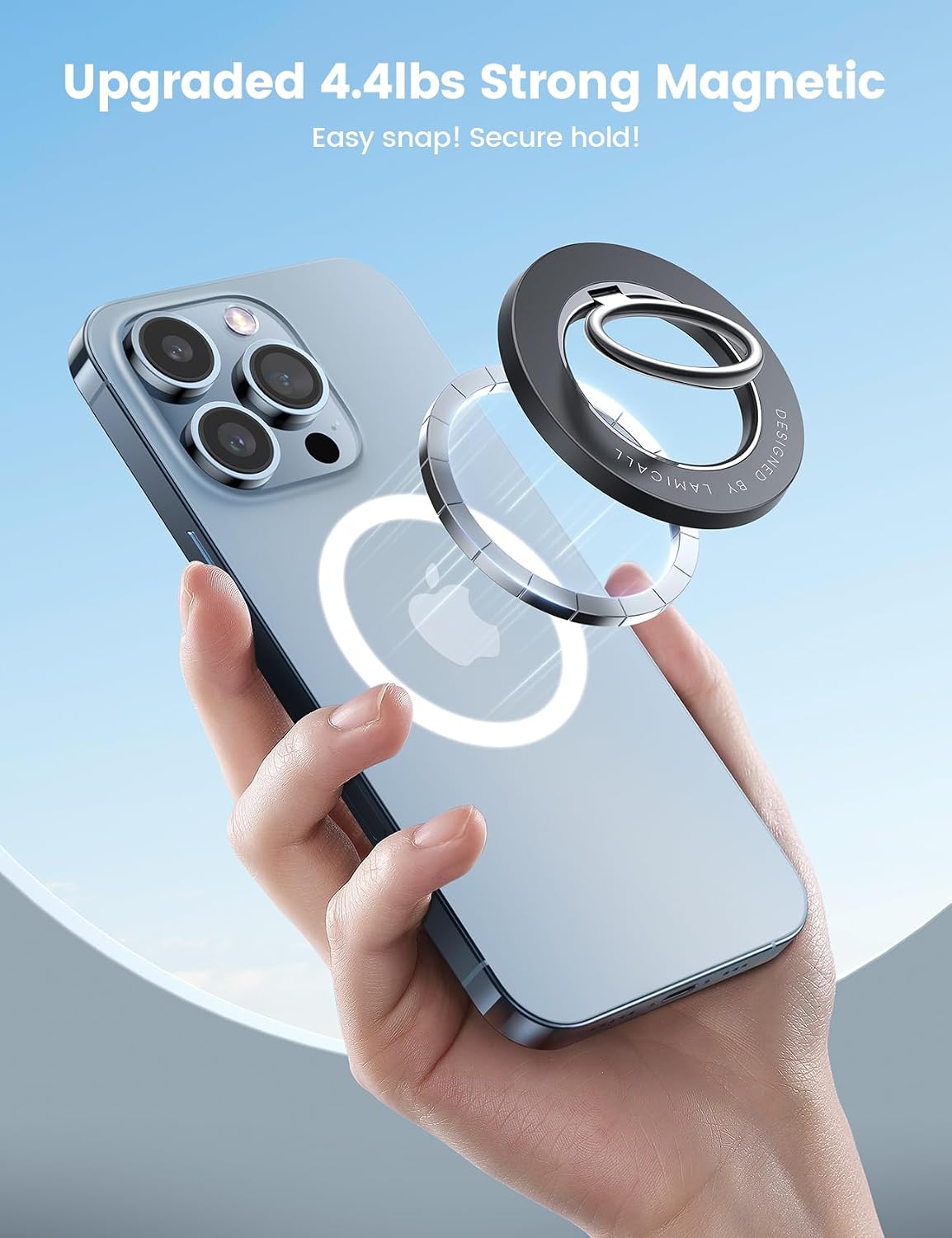 Lamicall Magnetic Phone Ring Grip for MagSafe, 360° Rotation Finger Holder | Strong Magnet Grip, Ring Stand Kickstand for iPhone 17 16 15 14 13 12 Pro Max Air Androids, Mag Safe Accessories