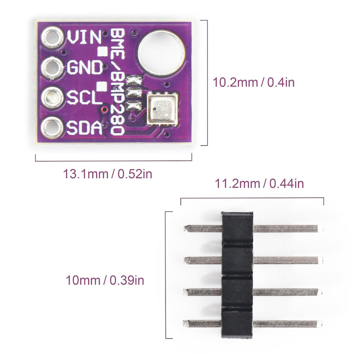 2PCS BME280 5V Sensor Module Atmospheric Pressure Temperature Humidity Sensors I2C SPI Breakout GY-BME280