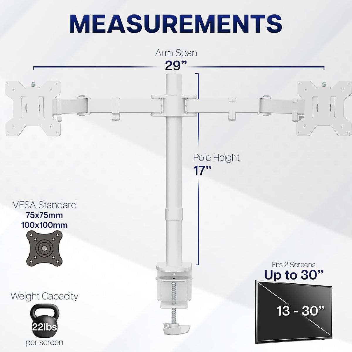 VIVO Dual Monitor Desk Mount for 13 to 30 inch Screens, STAND-V002W