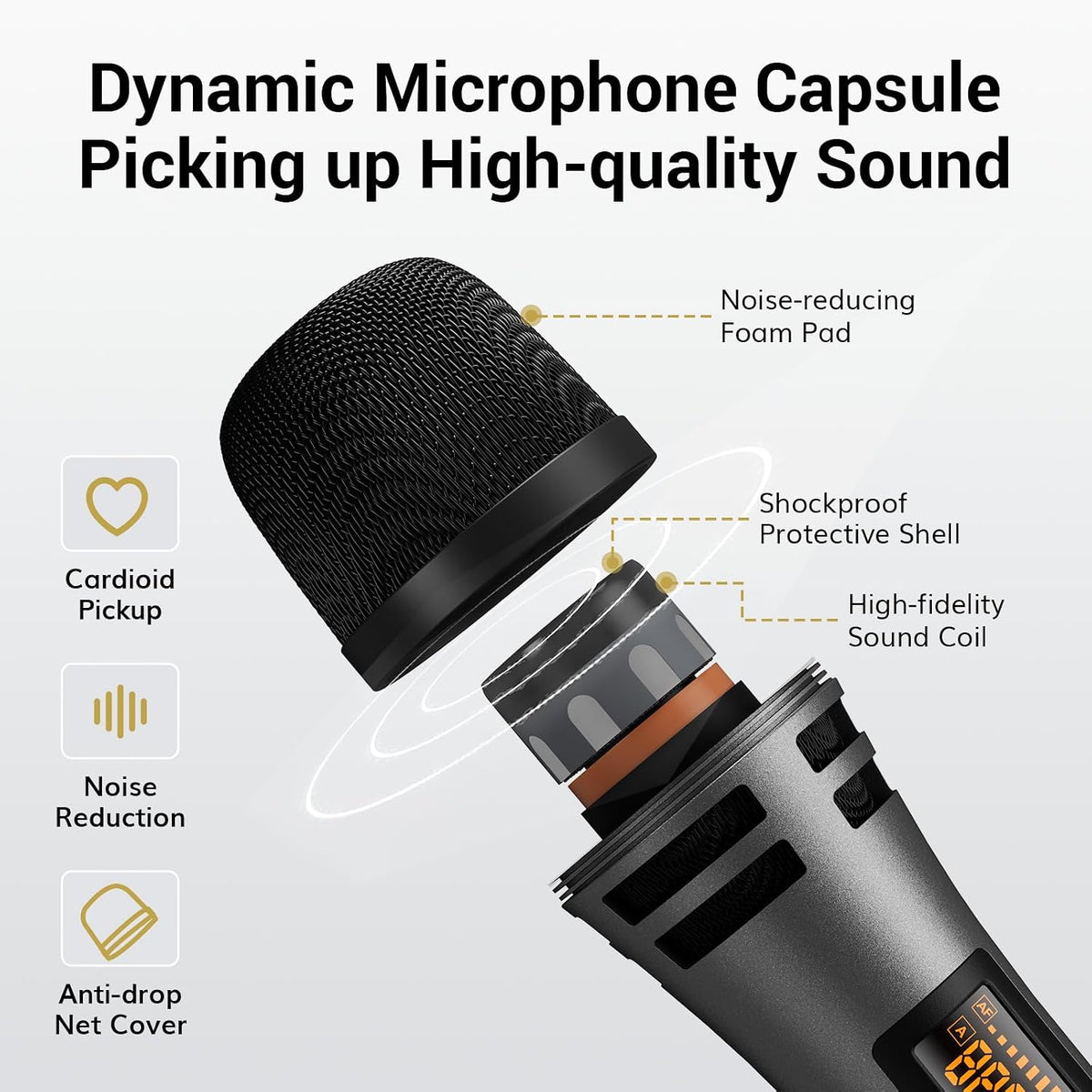 TONOR Wireless Microphones System, Handheld Microfono Inalambrico, Gray