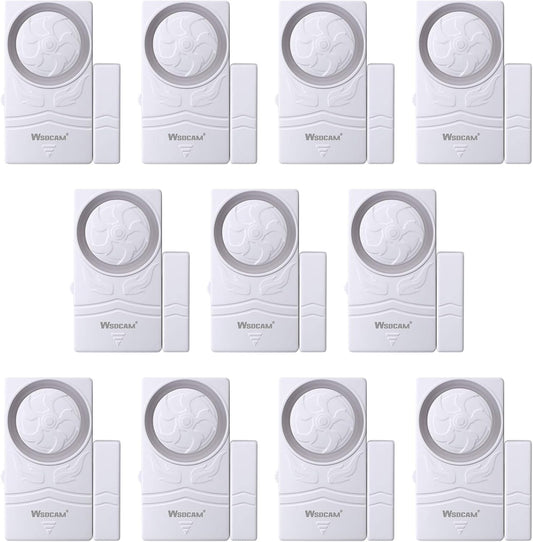 WSDCAM Door and Window Alarm for Home Wireless Alarms Security System Magnetic Alarm Sensor Close Door Reminder Loud 110 dB, 4-in-1 Mode Window Alarms 10 Pack