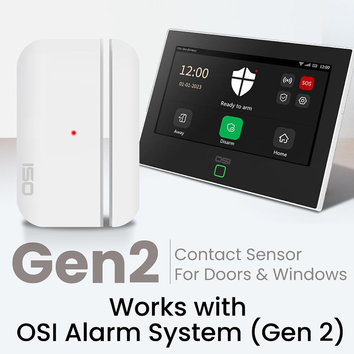 OSI Wireless Contact Sensors (Gen 2) White, Accessory for OSI Smart Alarm System (Gen 2), Wi-Fi Wireless Door & Window Sensor, with 3M Adhesive, use on Windows, Doors, Patio Door etc.
