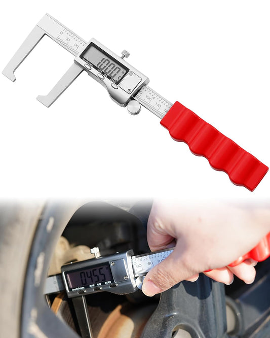 Brake Rotor Measuring Tool, Digital Caliper for Disc Brake Thickness, Rotor Gauge - No Wheel Removal, 6” Stainless Steel Vernier Rotor Micrometer, Large LCD, Inch/Metric Modes, Silver