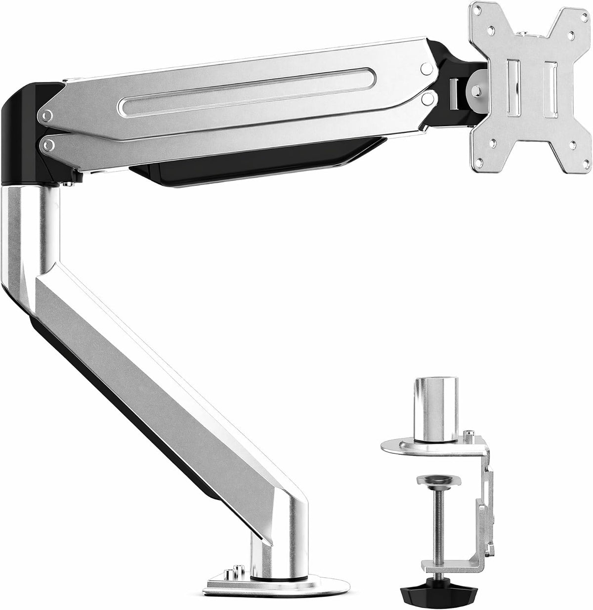 Suptek Single Monitor Mount,Adjustable Gas Spring Monitor Arm Desk Mount Stand Fits 17 20 22 23 24 26 27 32 33 35 36 inch,Holds up to 25 lbs, Silver(MD9S)