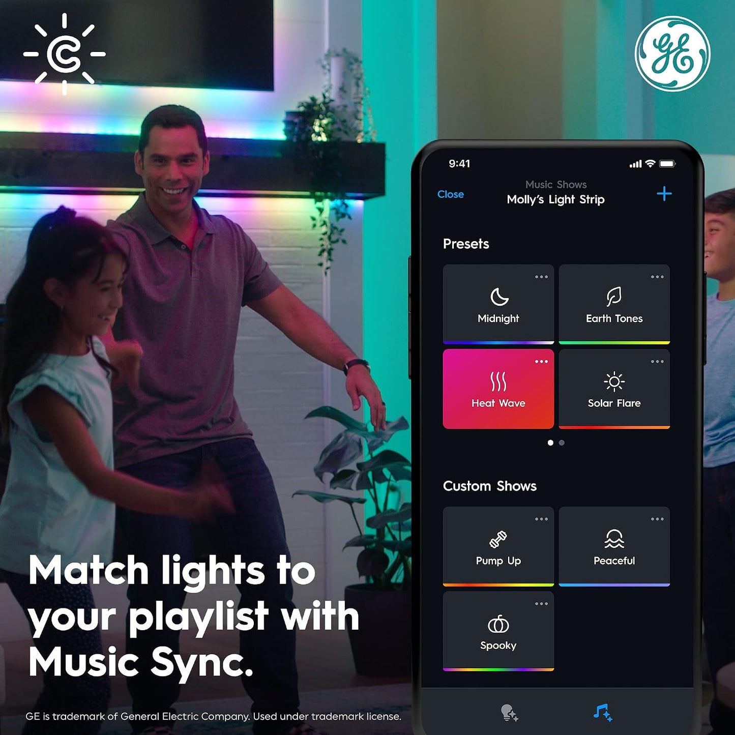 Cync GE Dynamic Effects RGB Smart LED Strip Lights, Music Sync, 32ft | Color changing WiFi strip, music sync, Alexa &amp; Google Home compatible, bedroom ambiance, indoor, 32ft with power supply