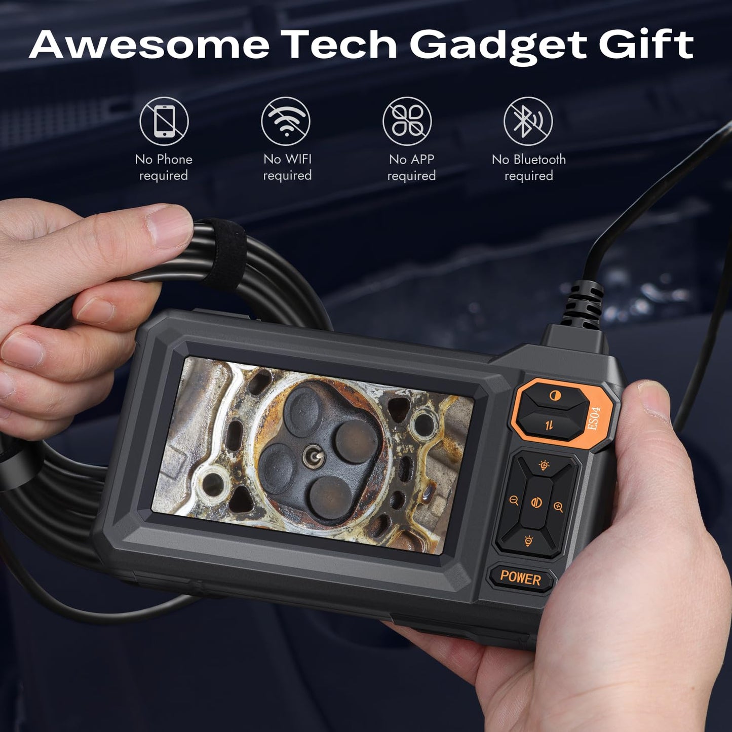 Endoscope Camera with Light, 1920P HD Borescope, 4.3" IPS Inspection Camera | AukonVee IP67 Waterproof Snake Camera with 8 LEDs, 16.5ft Semi-Rigid Cable, Great for Automotive and Pipe Repair Tools