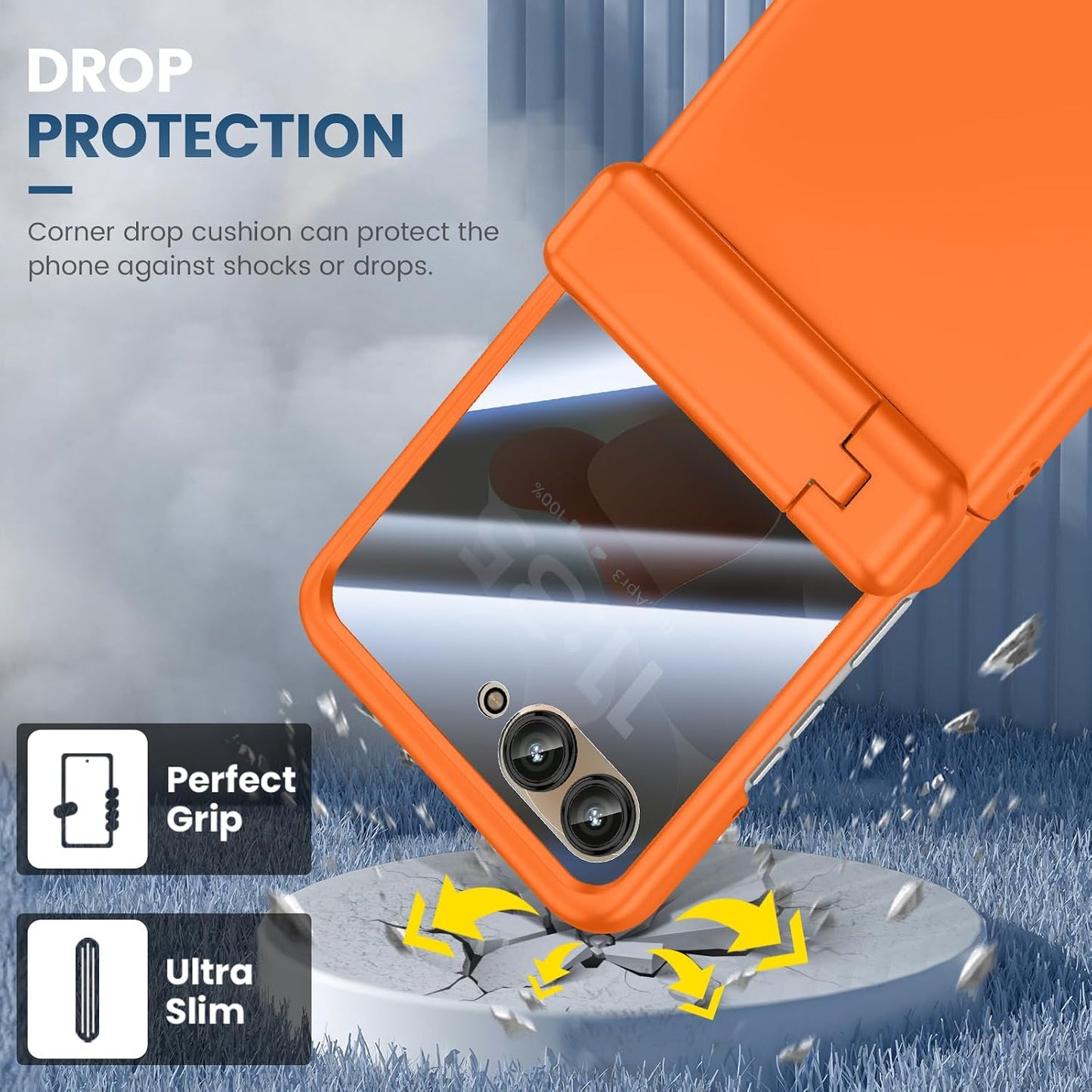 VEGO for Motorola Razr 2026/2025/2024 Case, Compatible with MagSafe Orange | Hinge Protection & Kickstand & Privacy Screen Protector, Magnetic Slim Hard PC Protective Cover for Moto Razr 2026 - Orange