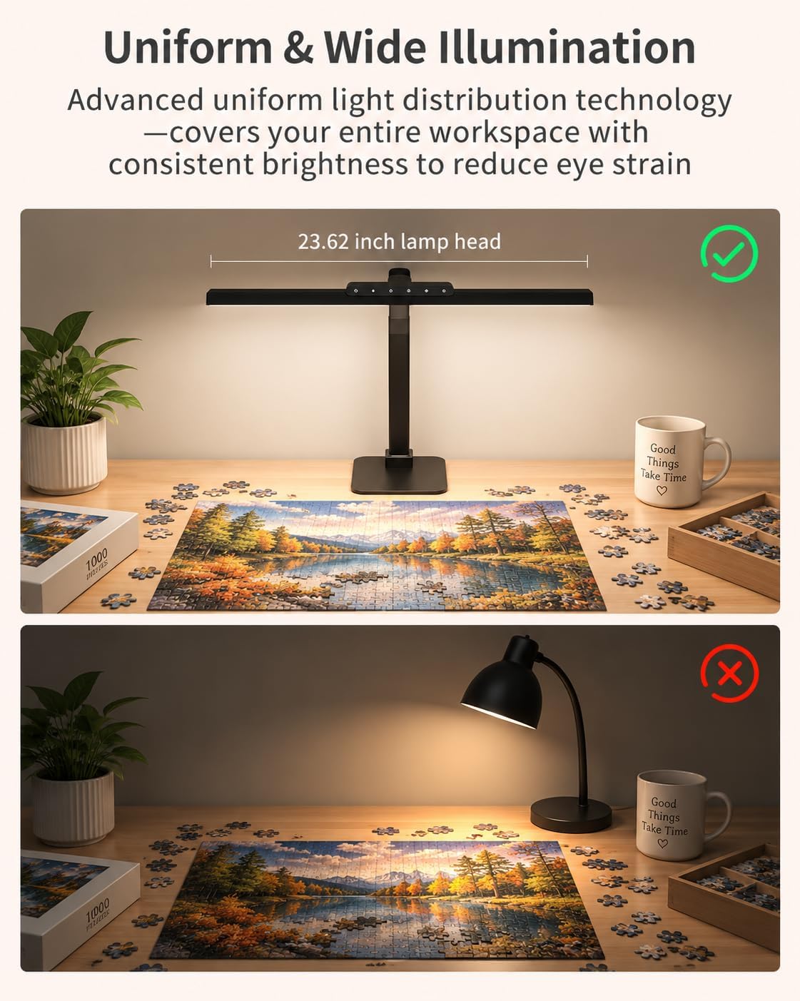 Professional Craft & Artist Lamp, 23.6" Wide LED Workspace Light