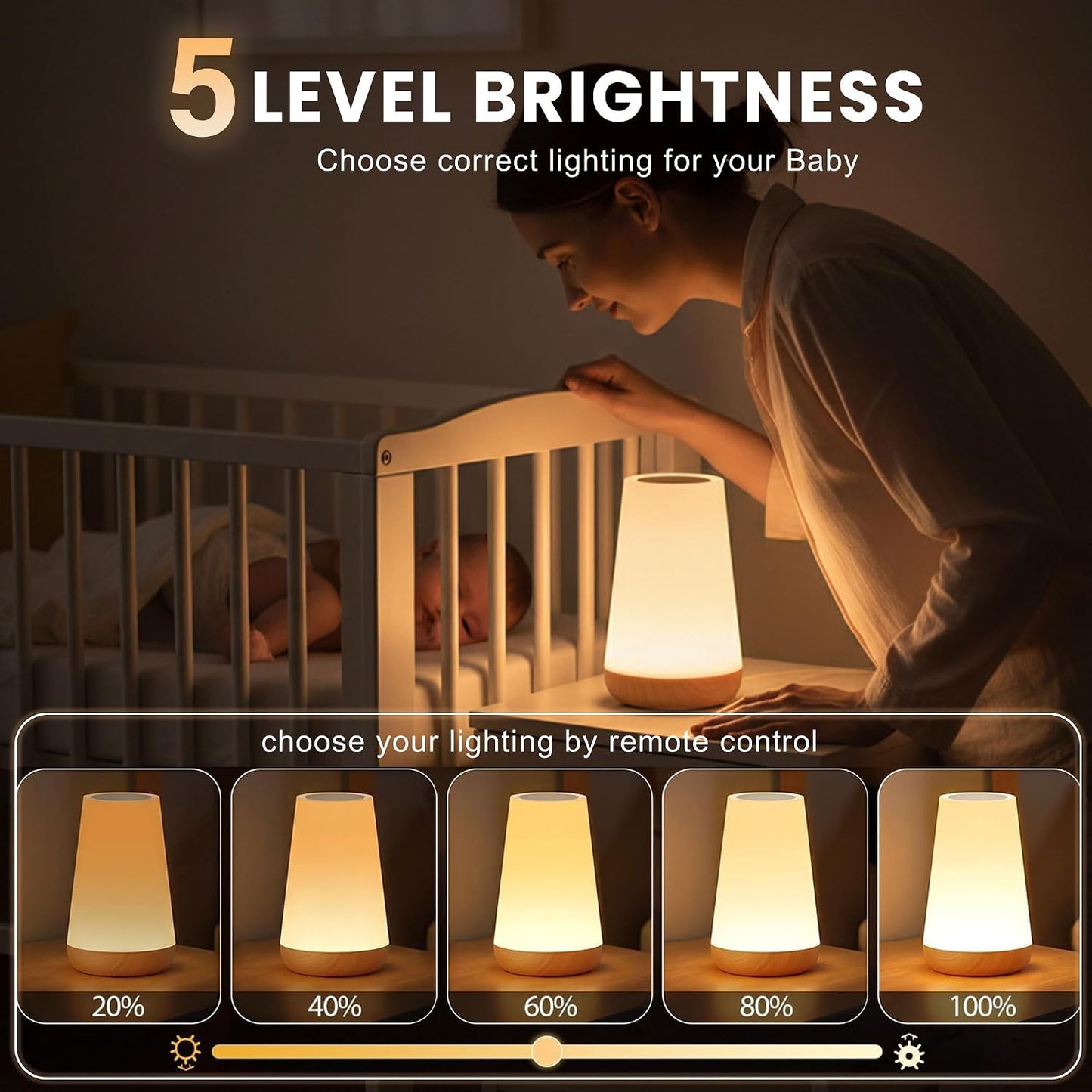 Kids Touch Night Light for Nursery: Rechargeable RGB Nightstand Lamp