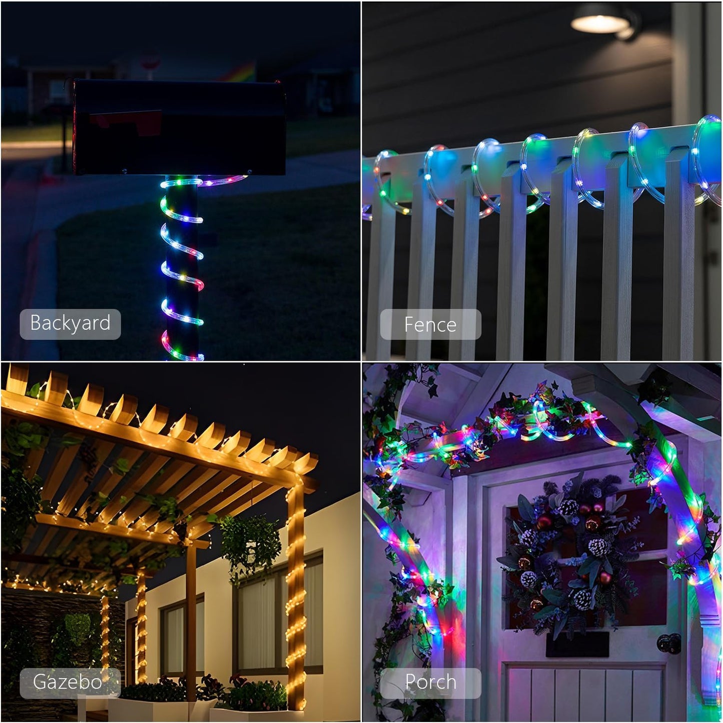 ANJAYLIA 66FT 200 LED Color Changing Rope Lights with Plug and Remote | Led Outdoor Waterproof Rope Light with Color Option, 7 Modes, Timer, Memory, Remote For Bedroom, Deck, and Holiday Decor