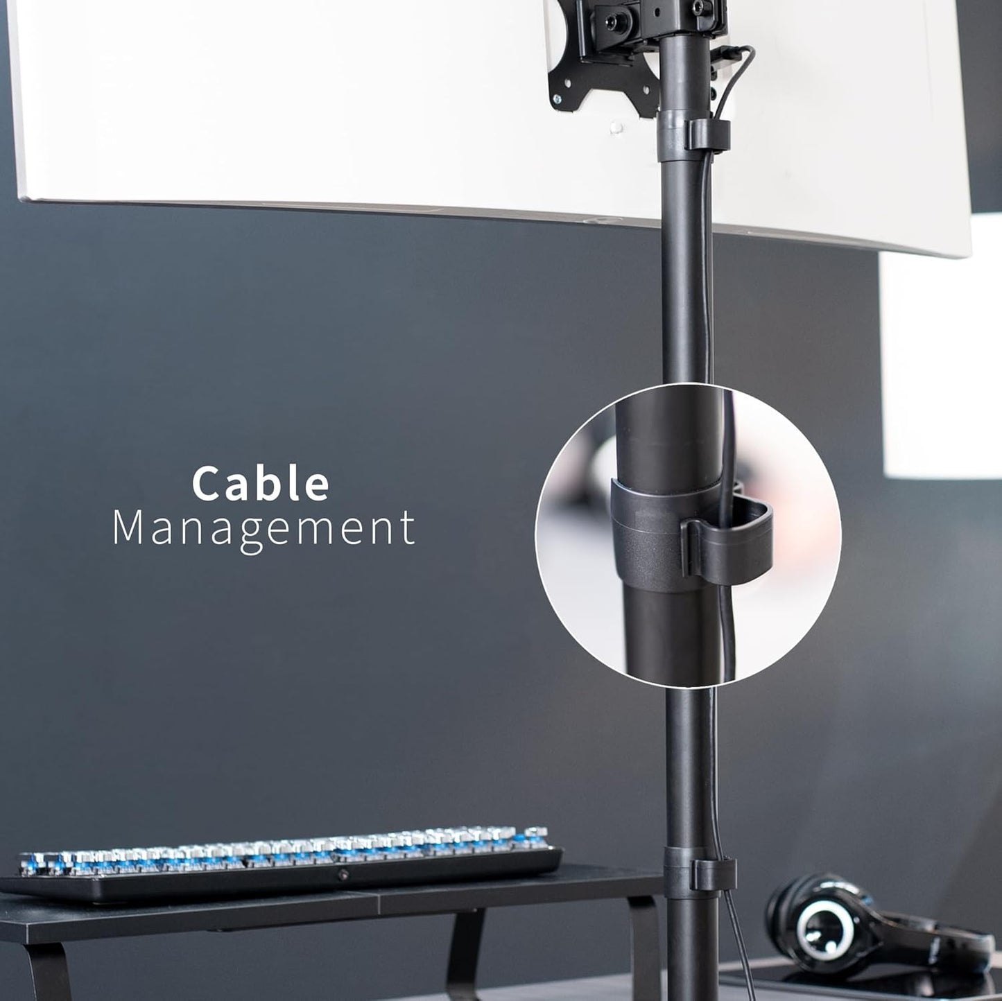 VIVO Single Monitor Desk Stand for 13 to 27 inch Screens, STAND-V011H | Black, Articulating, Freestanding Adjustable Monitor Arm, Extra Tall Computer Stand for 1 Monitor, Holds 22 lbs