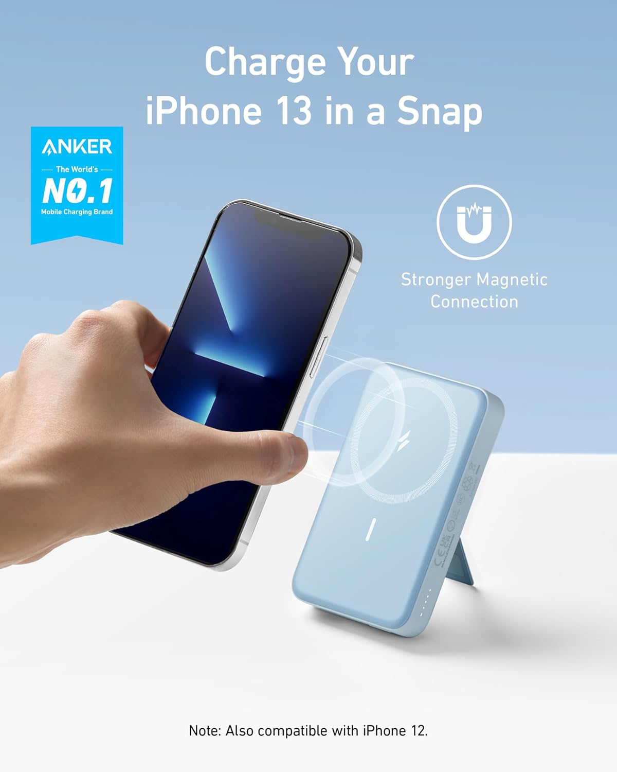 Anker 633 Magnetic Power Bank with Stand, 10,000mAh Portable Charger | Foldable Wireless Charger with 20W USB-C Power Delivery, MagSafe-Compatible for iPhone 16 / 15 / 14 / 13 / 12 Series