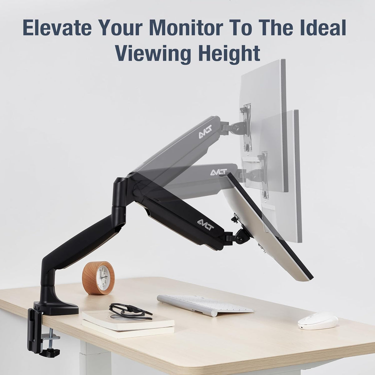 AVLT Single 17"-45" Monitor Arm Desk Mount Premium - Black