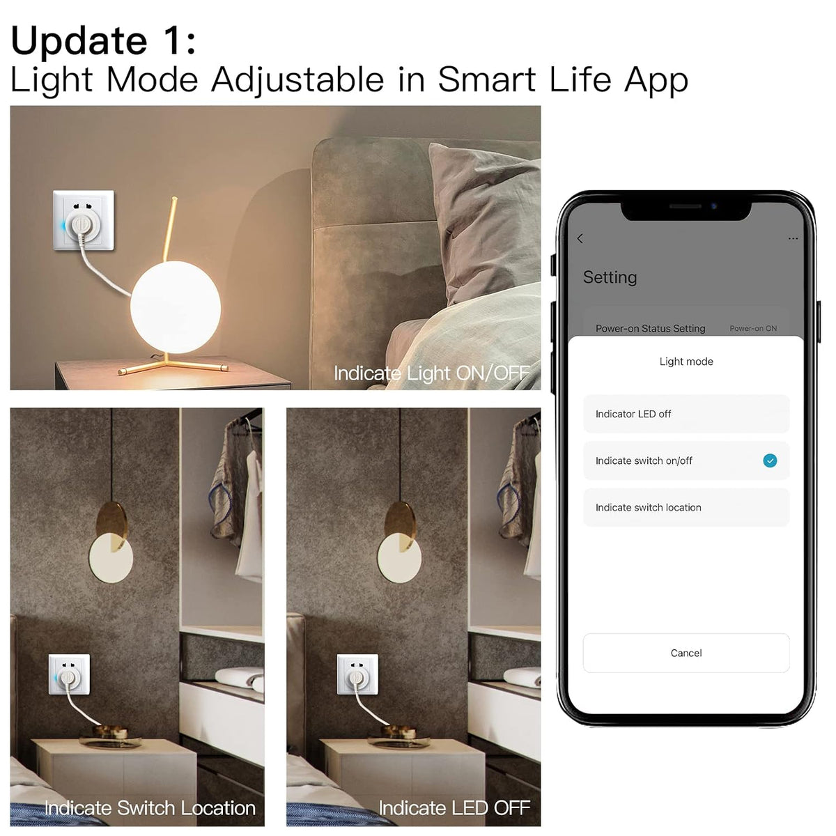 MoesGo Smart Dimmer Plug, WiFi Plug in Dimmer for Lamps, White, 1 Pack