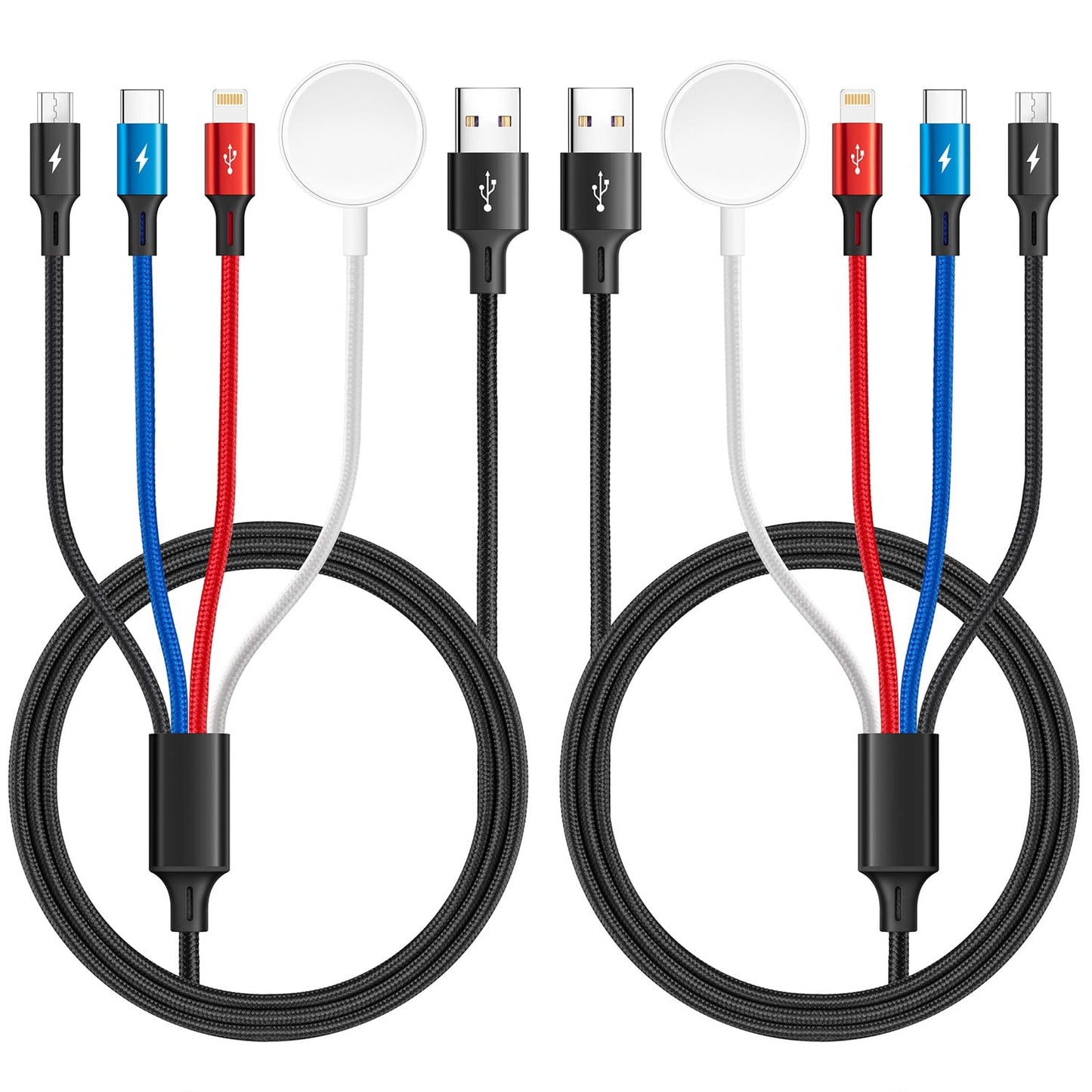 2026 Travel Essentials,Multi Charging Cable for Apple Watch Charger,6ft | Cruise Vacation Camping Essentials,iPhone Charger,4 in 1Charging Docks for iWatch Series 11-2/Ultra,iPhone 17-12,Car,2 packs