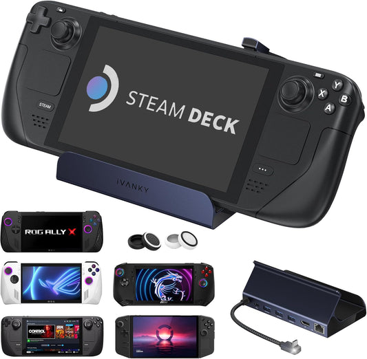 iVANKY 8-in-1 Steam Deck Dock for ASUS ROG Ally X/Legion Go/MSI Claw | 4K@144Hz Docking Station, ROG Alloy/Valve Stream Deck OLED Hub, HDMI 2.1, 1Gbps Ethernet, 3*USB-A 3.0, 100W Charge