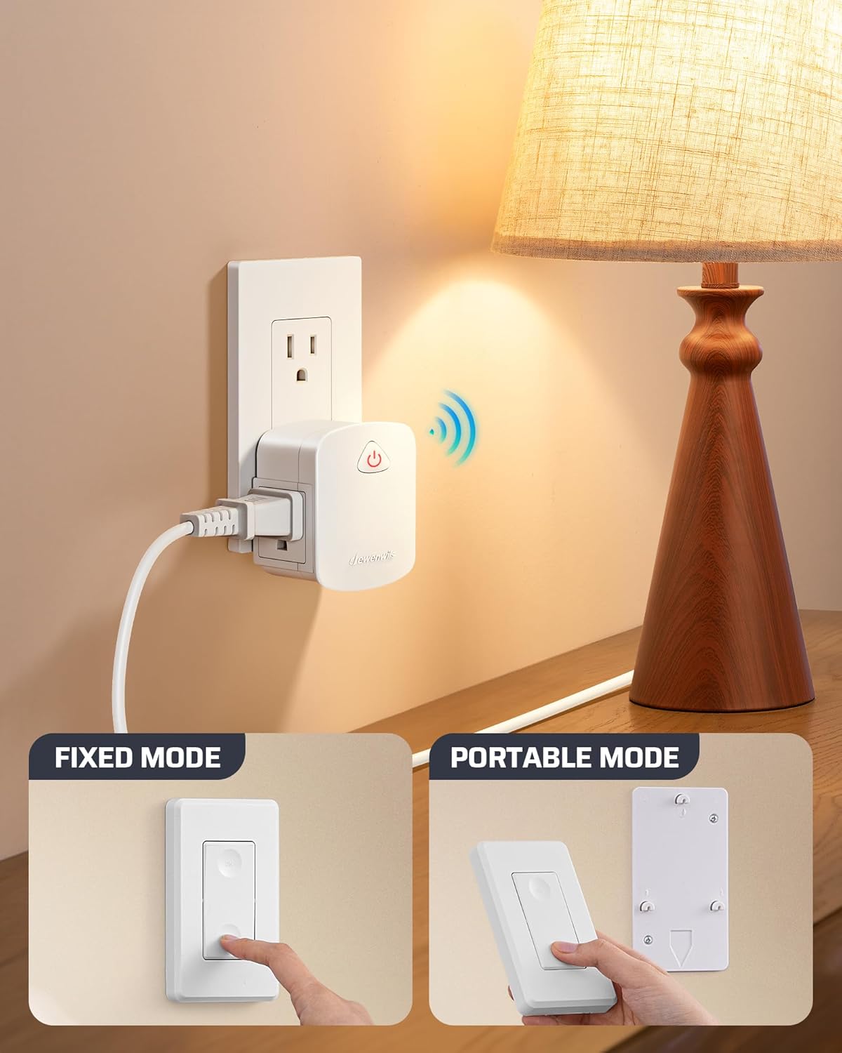 DEWENWILS Remote Switch Outlet with Side Outlet, 15A/1875W, ETL Listed | 100FT Range, 15A/1875W/125V/60Hz, No Wiring Needed, Programmable Wireless Light Switch for Lamps, Fans, Household Appliance
