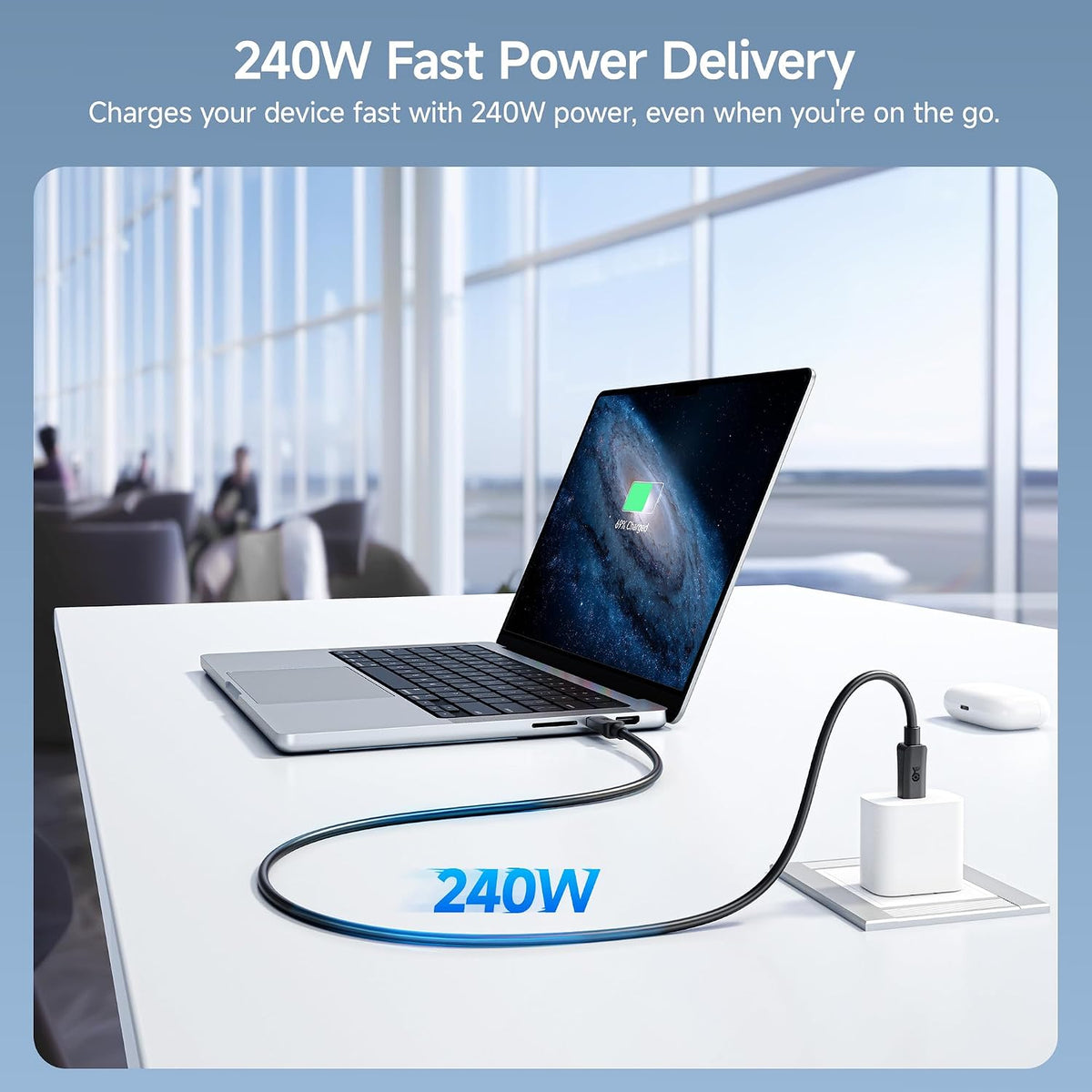 Cable Matters 20Gbps USB C to USB C Monitor Cable, 6ft / 1.8m | [8K@30Hz / 4K@120Hz Video, 240W Charging, 20Gbps Data Transfer] Works with CarPlay and Android Auto