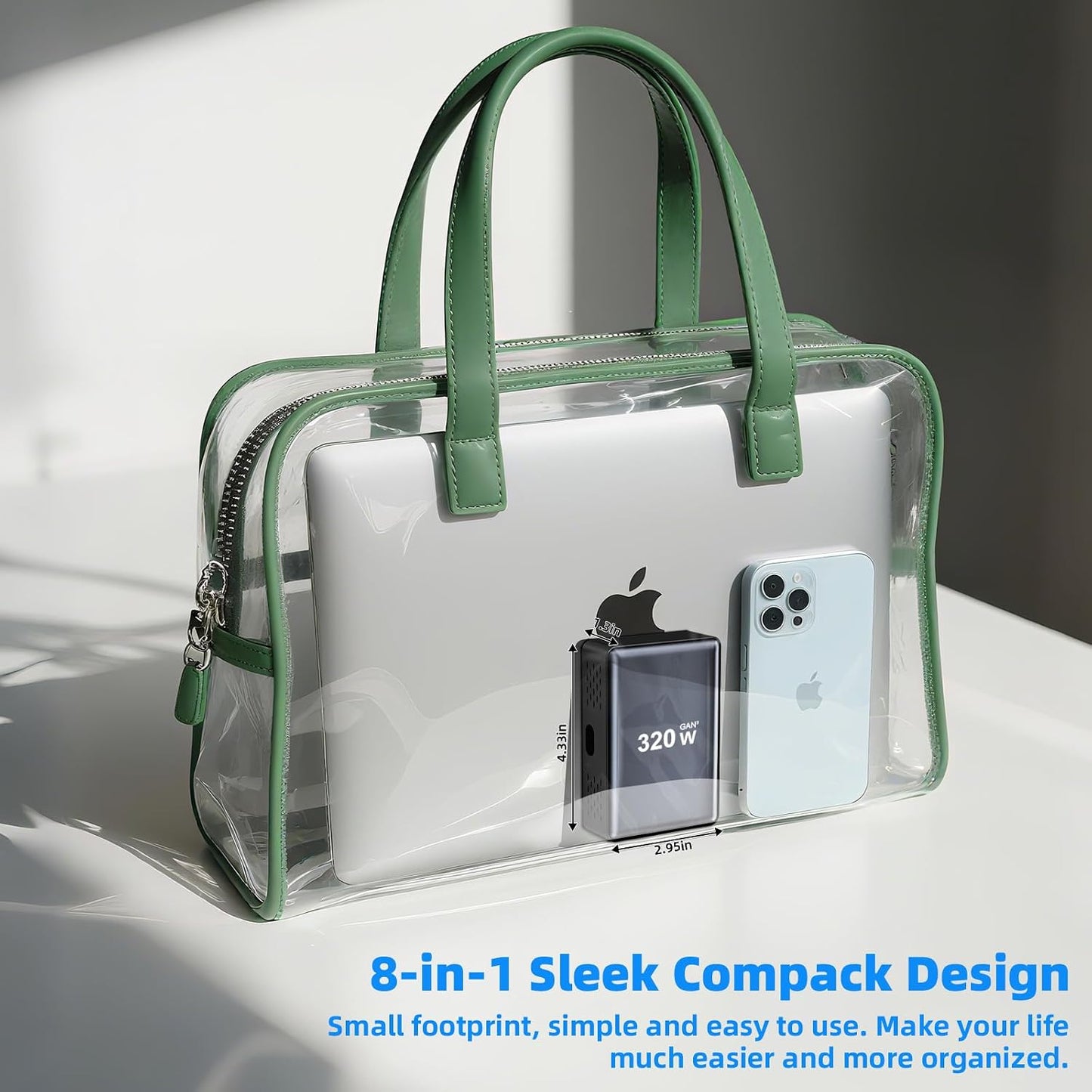 320W Fast Charging 8 Port USB C Charger Block, Multi-Device USB Charging Station Wall Desktop Charger with GaN Ⅲ Technology, USB-C Charger Adapter for MacBook/iPad/iPhone 16/Samsung Galaxy/DELL/HP