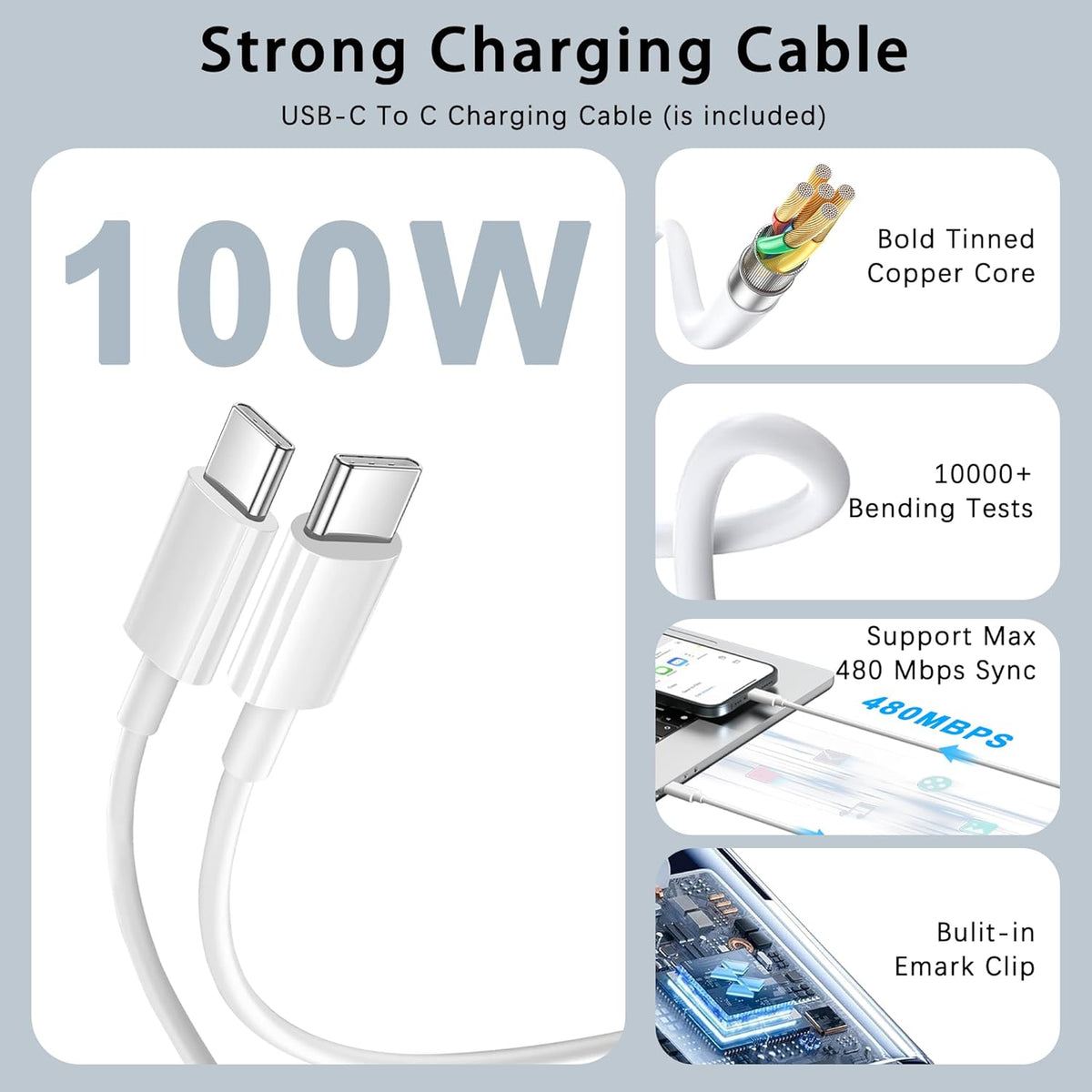 100W GaN USB C Laptop Charger for MacBook Pro/Air Power Adapter | Compatible with MacBook Pro/Air M1-M5, 13-16 Inch, iPad Pro, Samsung Galaxy and more USB-C devices with foldable plug