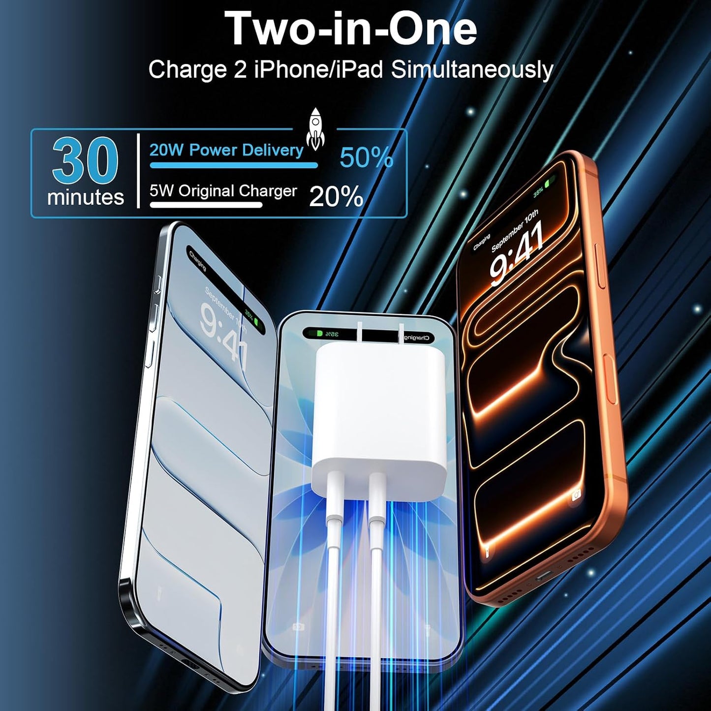 iPhone 17 16 15 Charger Fast Charging Cord 10FT Long USB C Charging Cable with 20W Type C Charger Block for iPhone 17 Pro Max/17 Pro/17/Air, 16 15 Pro Max/16 15 Pro/16 15,iPad Pro/Air, Android Phone
