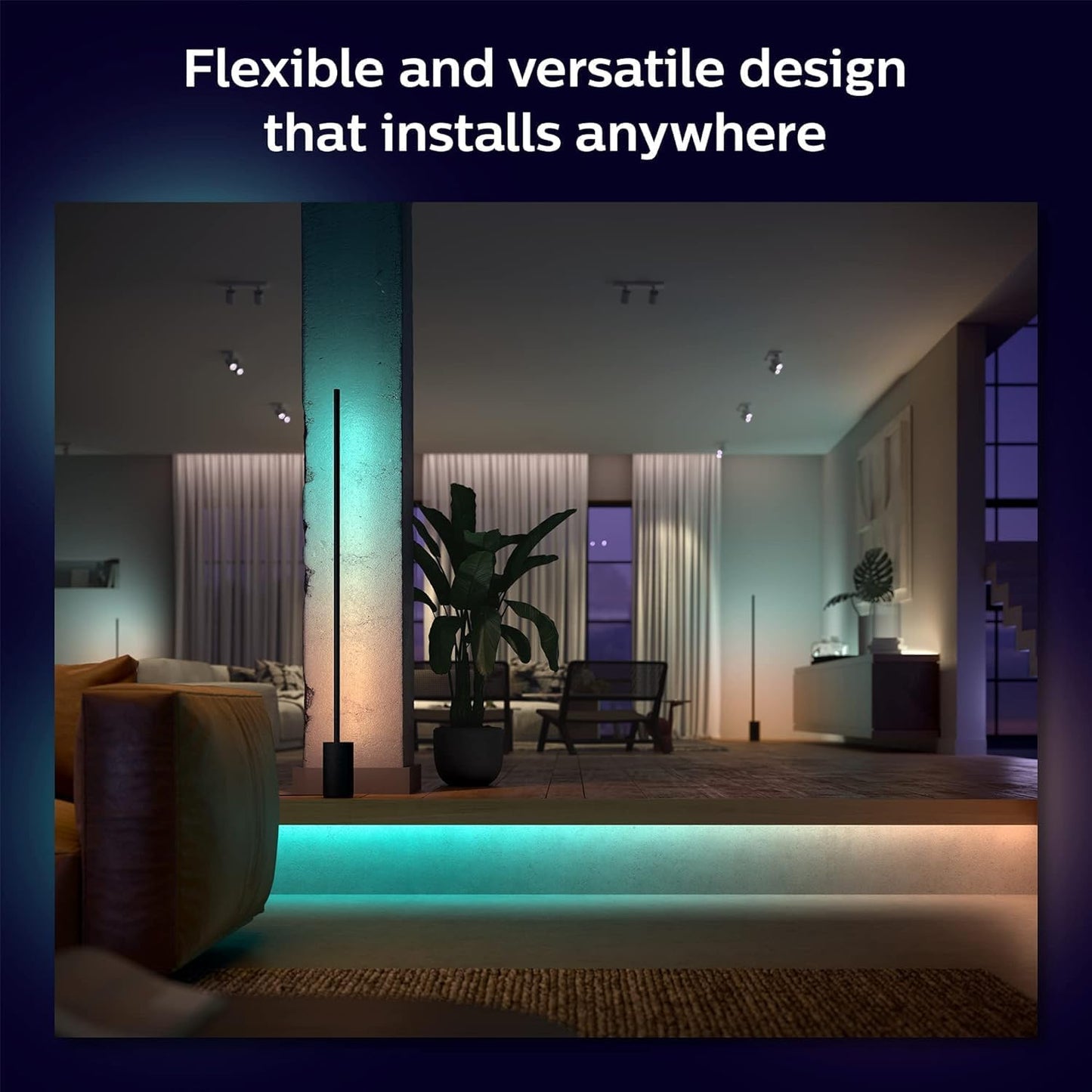 Philips Hue Indoor 6-Foot Smart LED Light Strip Base Kit with Plug - Flowing Multicolor Effect - 1 Pack - Control with Hue App - Compatible with Alexa, Google Assistant and Apple HomeKit