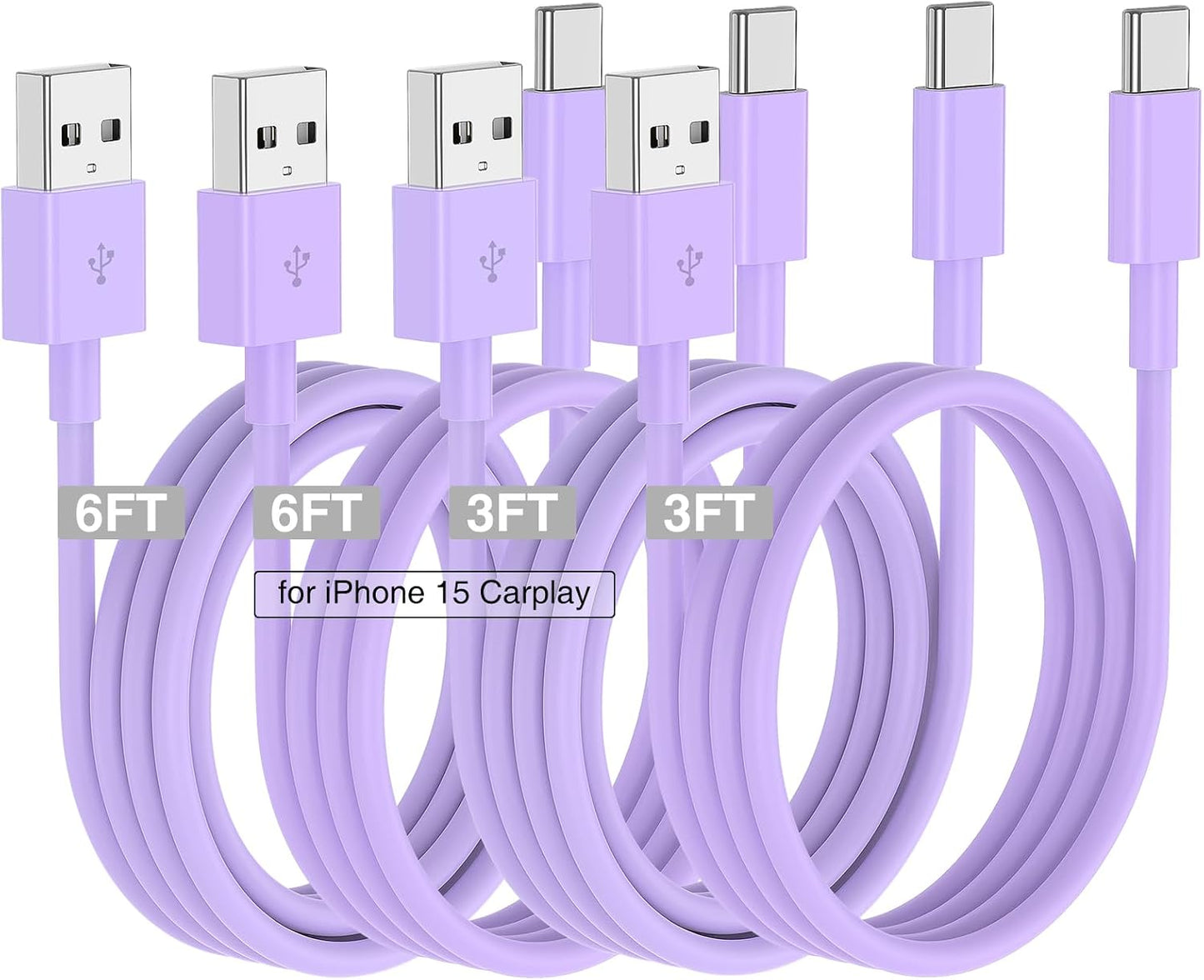 Car Carplay Cable for iPhone 17 16 15 Charger Cord,3/3/6/6FT USB A to USB C Cable for iPhone 17 Pro Max/16 Pro/15 Plus Charger,USB C Car Charger for Apple 17 Air/16 Pro Max/16e/15/iPad Pro