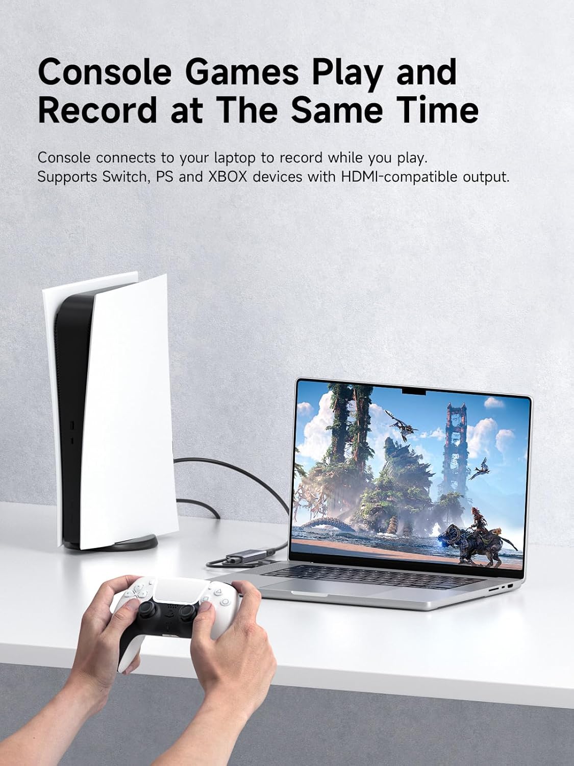 Hagibis USB3.0 Video Capture Card with 100W PD HDMI to USB/USB C 1080P HD 60fps Live and Record Video Audio Game MS2130 for Quest 3 2 Pro VR Switch2 PS4/5 Live Broadcast, Gaming, Streaming (UHC07P)