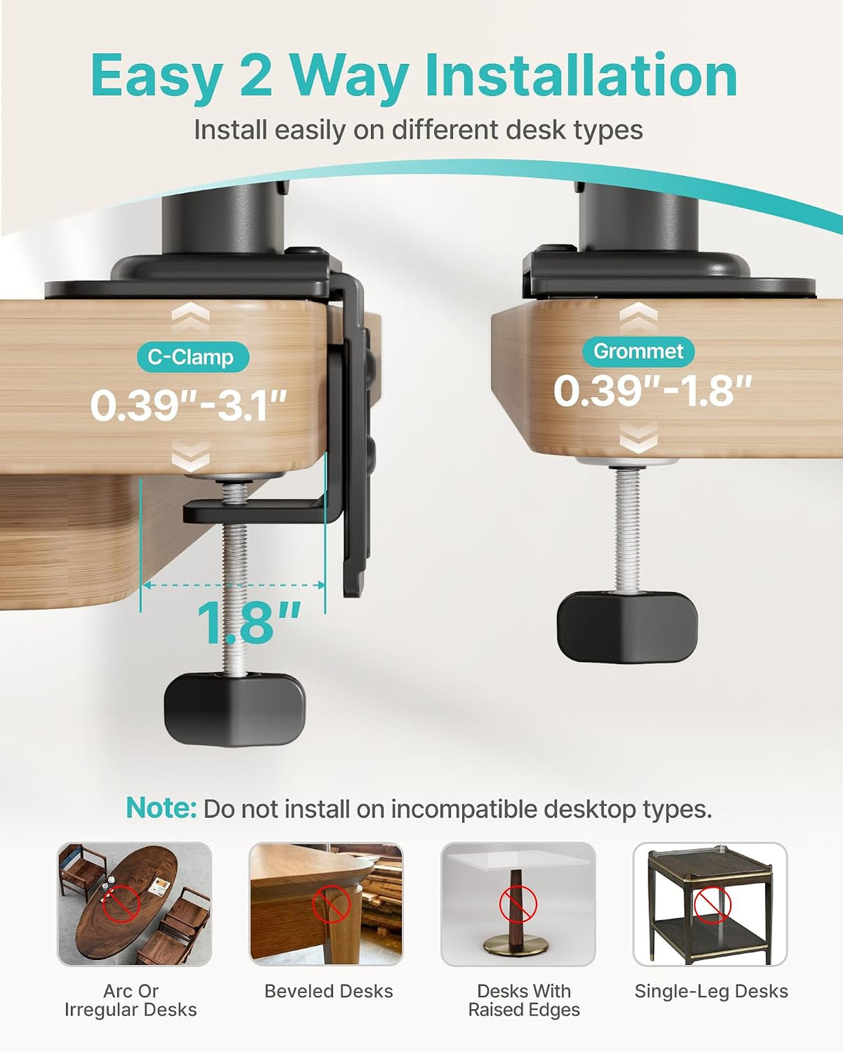 Pegzone Vertical Dual Monitor Mount for 17–34 Inch Screens, 33 lbs per Arm | Stacked Monitor Stand, 33.1" Extra Tall Pole, Full Motion Height Adjustable Mount, 75/100 VESA, Clamp & Grommet