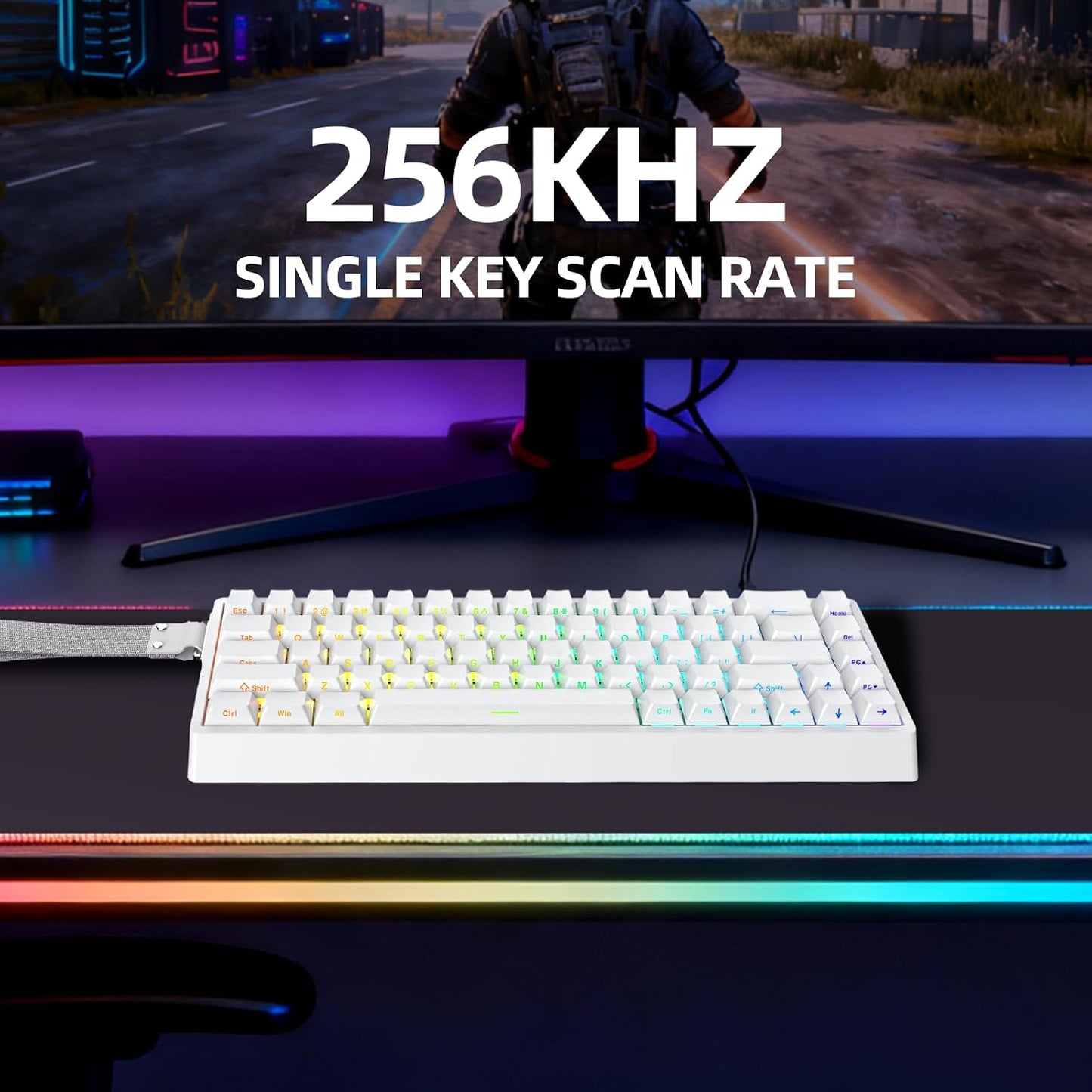 IROK ND68 68 Keys Wired Magnetic Switch Keyboard, 0.005MM RT Accuracy, 8KHZ Polling Rate/Latency As 0.125MS/256KHZ Single Key Scan Rate/ARGB，Hot Swappable,Gasket Structure Gaming Keyboard(White)