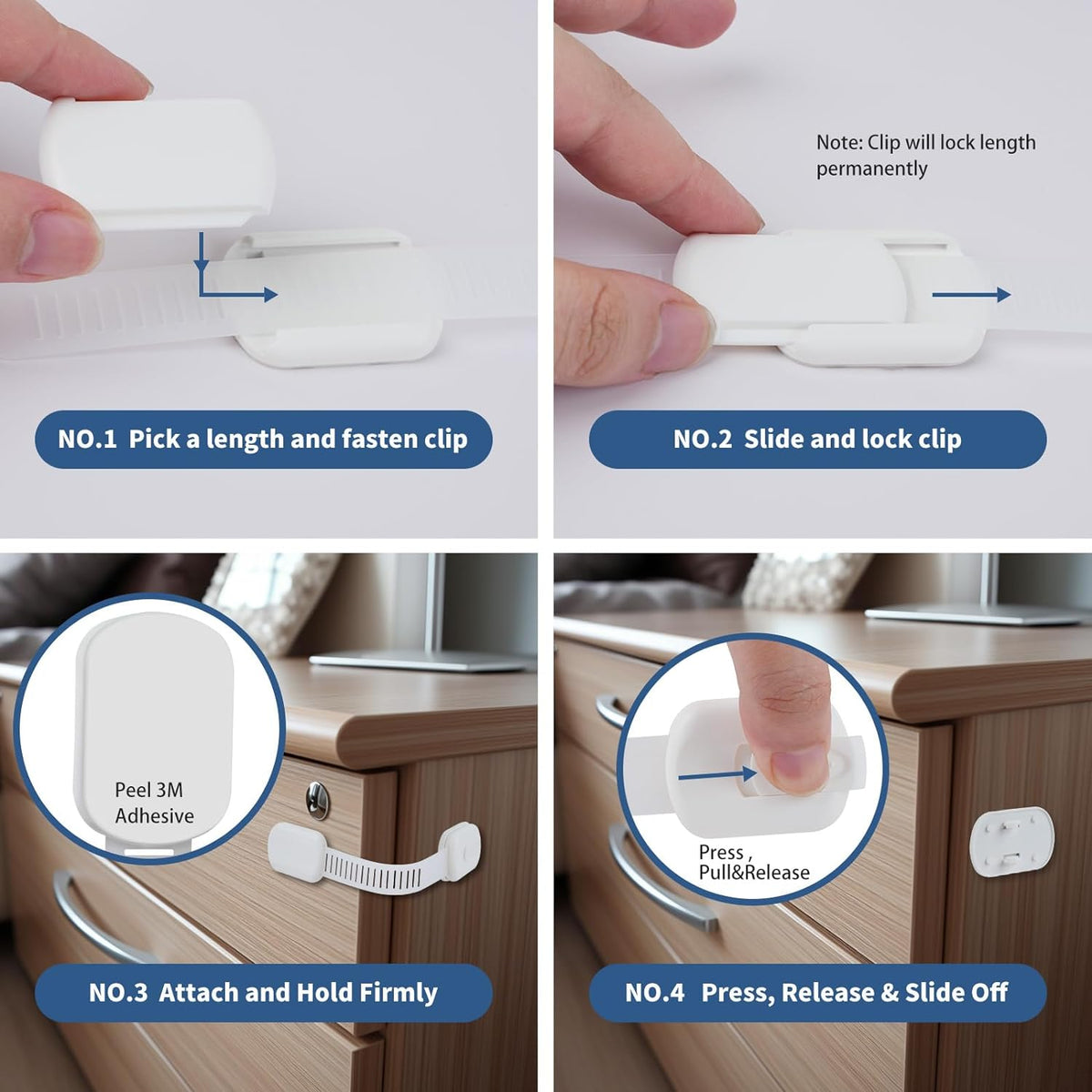 24-Pack Child Safety Cabinet Locks