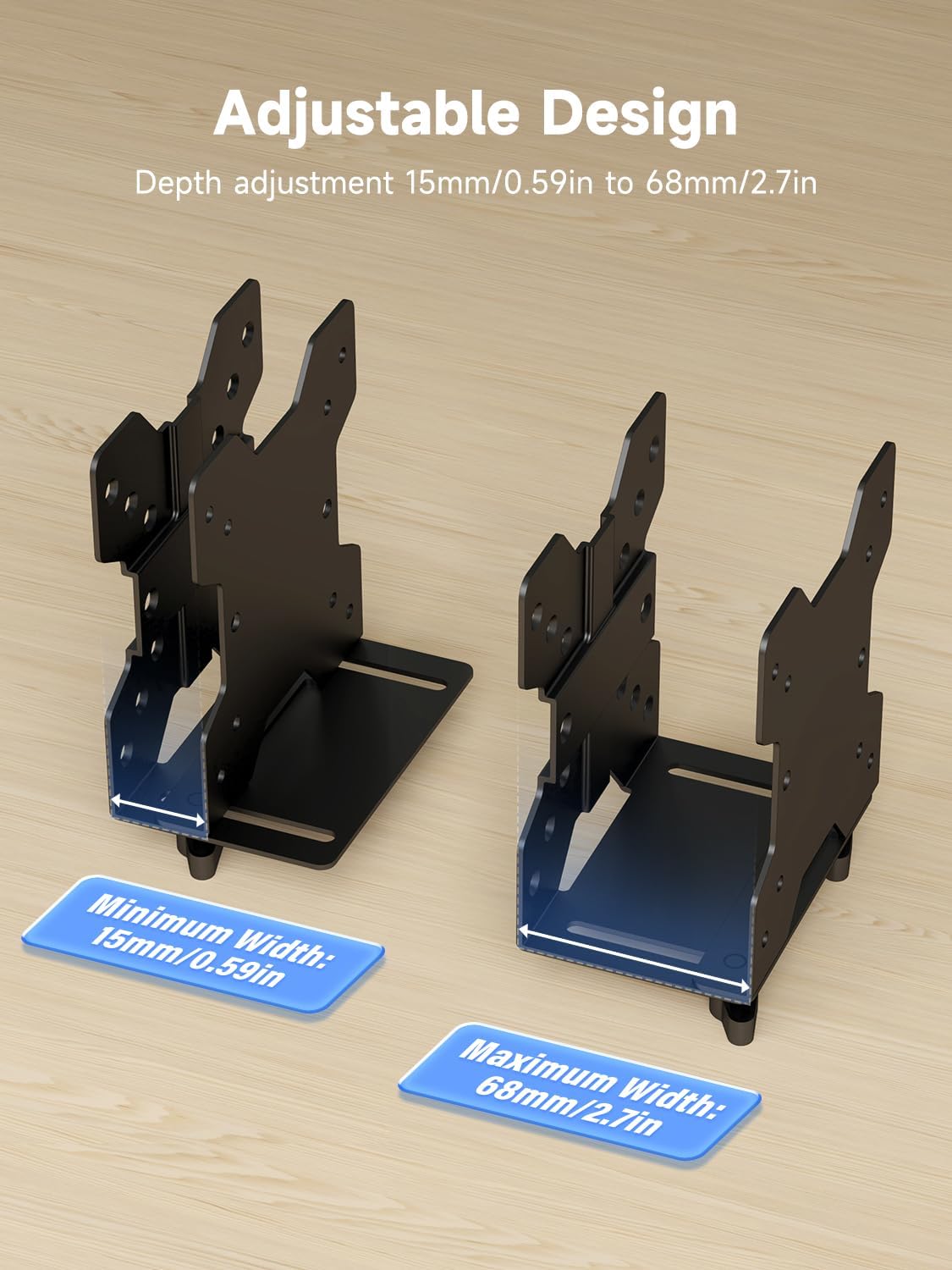 suptek Thin Client Mount Bracket Adjustable Mini PC Mount Bracket,CPU VESA Under Desk and Monitor Arm Computer Holder, Black, ZJJ002