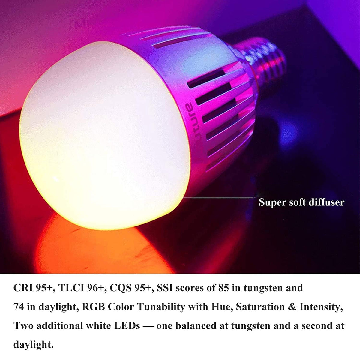 Aputure Accent B7C Smart Led Light Bulbs 7W RGBWW,App Control Video Light