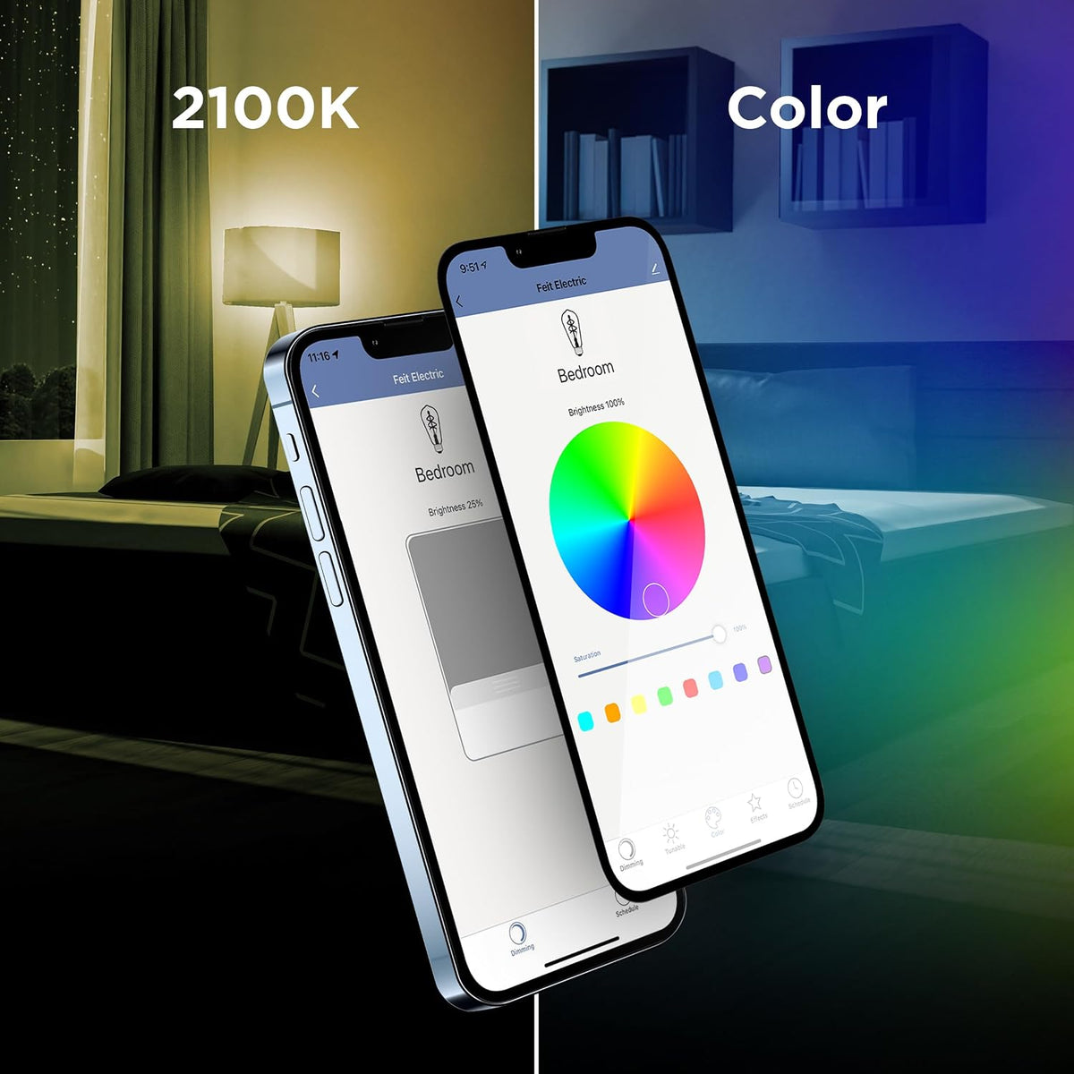 Feit Electric ST21 LED Smart LED Light Bulb, 60W Eq, RGB Color Changing
