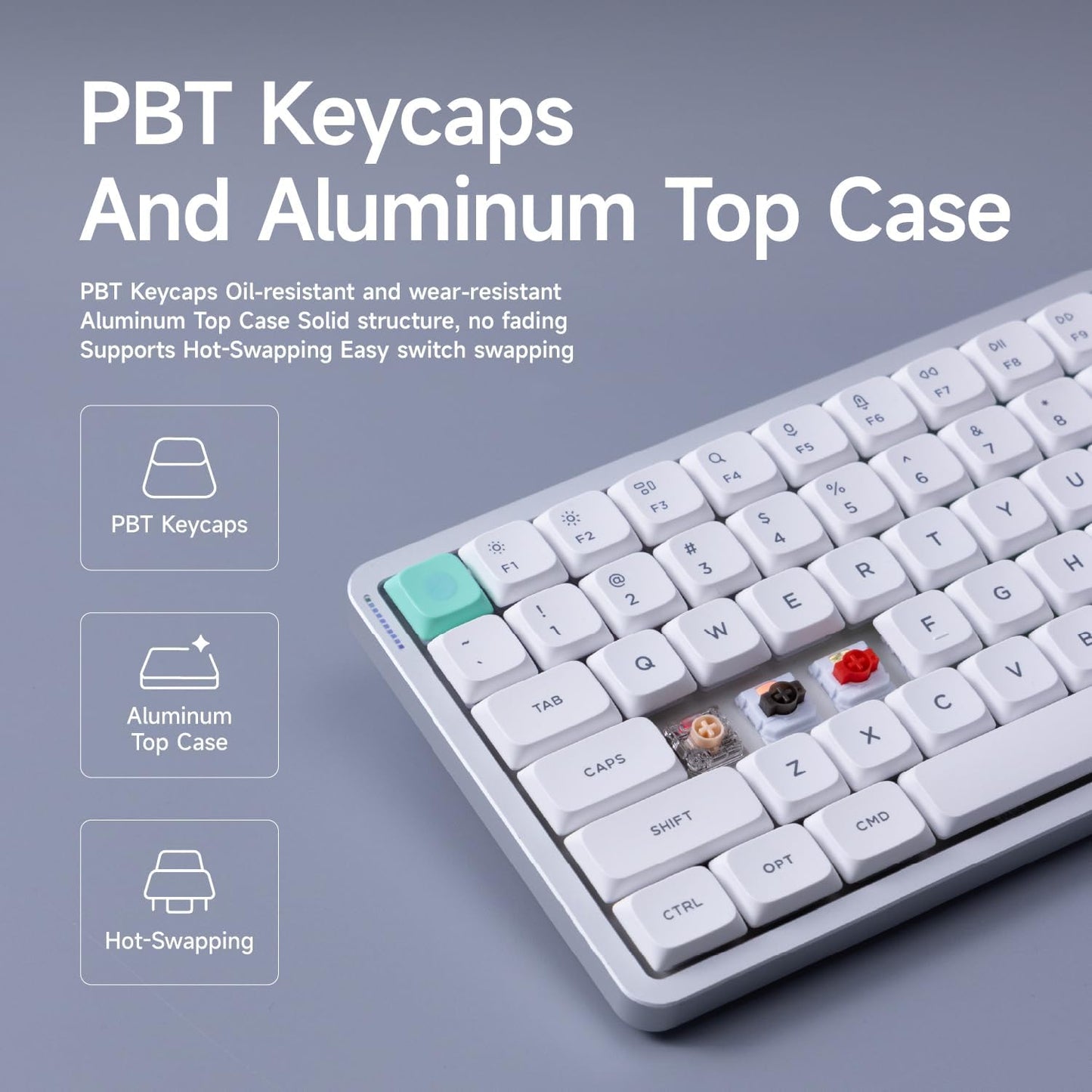 nuphy Air75 V3 Mechanical Keyboard with Knob, White-Red Nano Switches | 75% Low Profile keyboard, Hot-Swap, for Mac, Windows, Bluetooth/2.4GHz/USB-C, Wireless keyboard, RGB Backlit, PBT keycaps