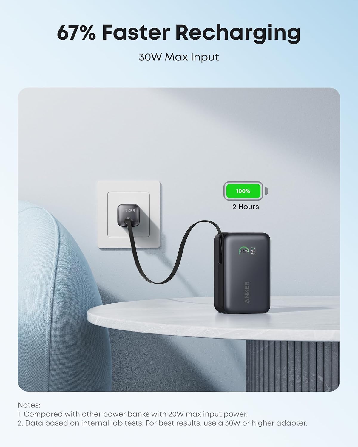 Anker Nano Power Bank, 45W 10,000mAh Portable Charger, iPhone Battery Pack | Built-In Retractable USB-C Cable, for iPhone 17 / 16 Series, iPad, Galaxy, Pixel, and More, Compact Travel Design