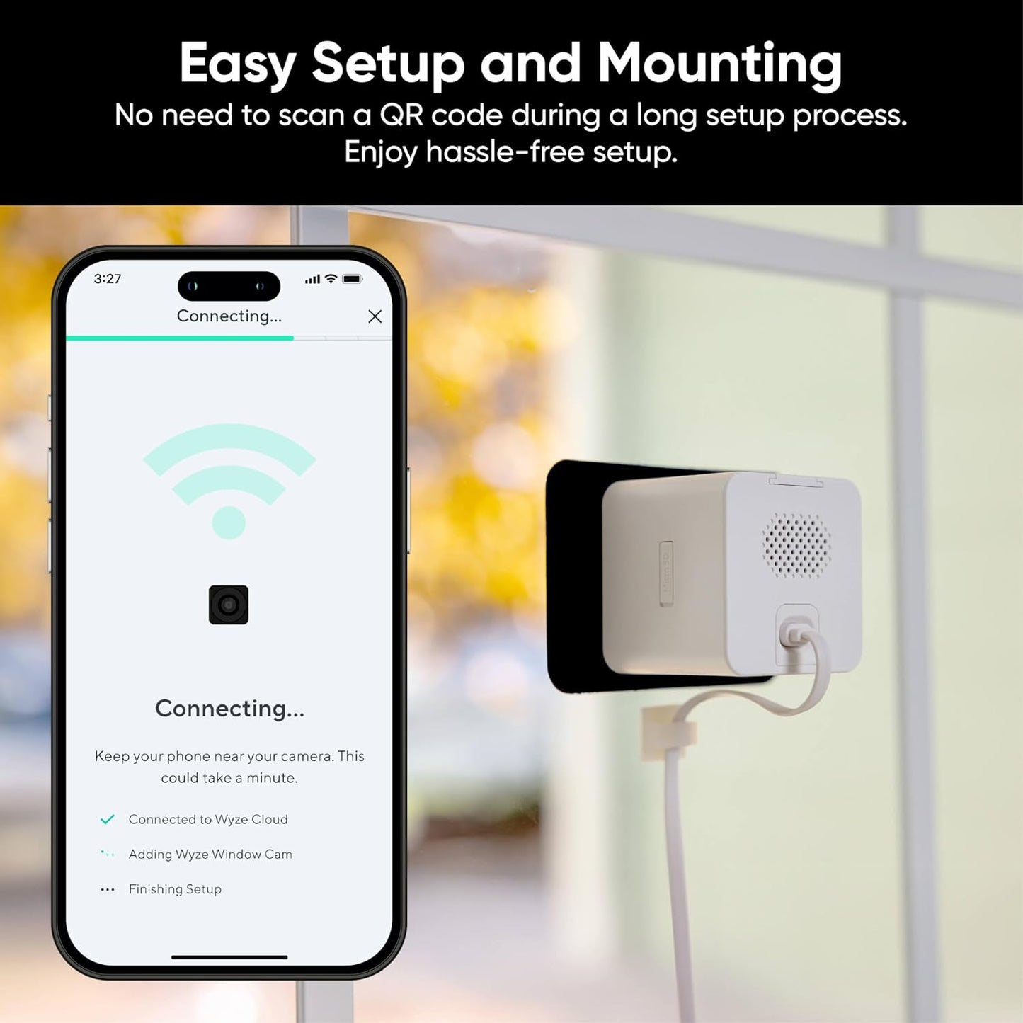 Wyze Window Camera, WiFi Indoor HD Home Security Camera, Upgraded Color Night Vision, Anti-Glare, AI-Powered Motion Detection, 4/7 Recording (RENEWED) (Renewed)