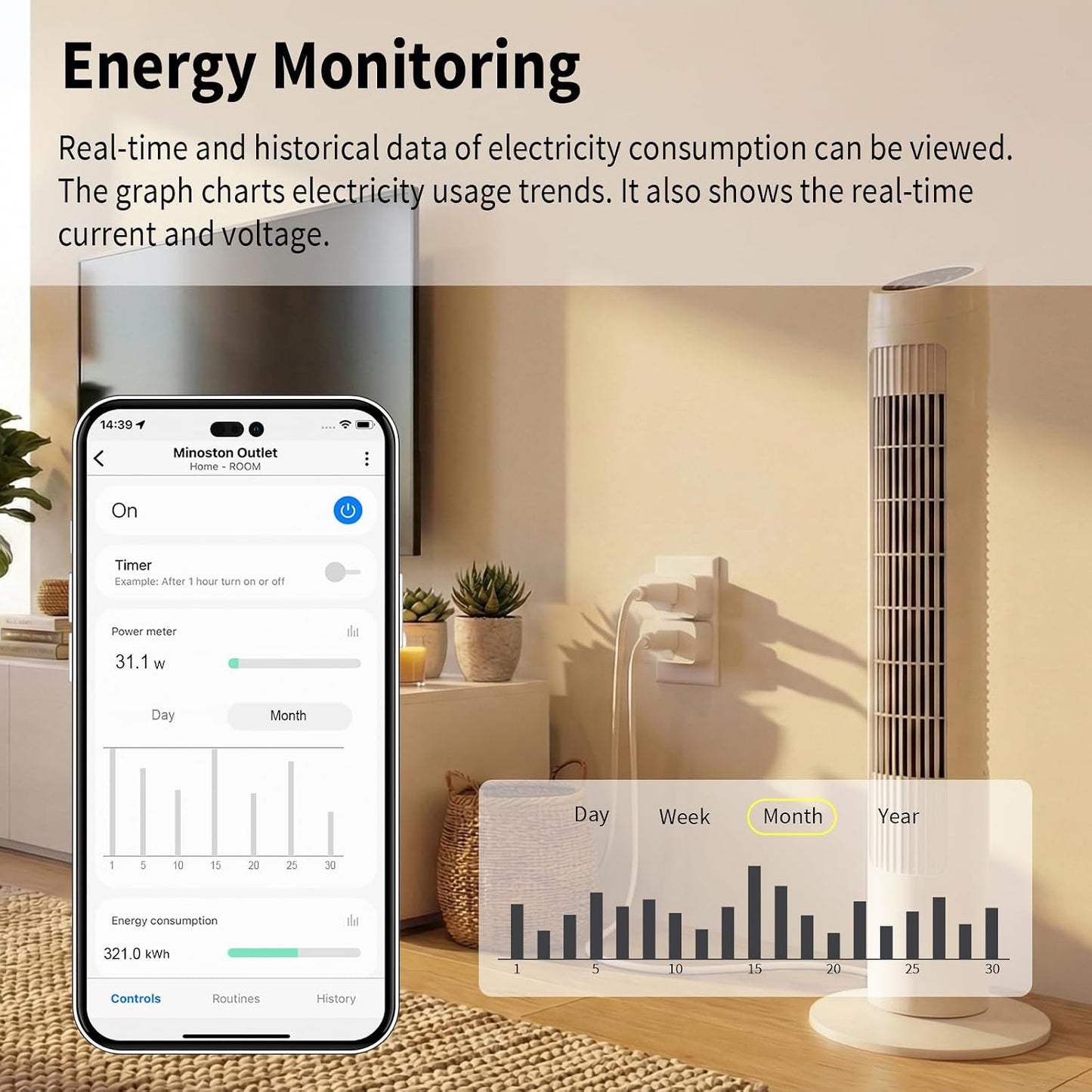 Minoston Zwave Plug, 800 Series with Energy Monitoring, Power Meter Z-Wave Outlet Switch, Z-Wave hub Required, Work with SmartThings, Wink, Vera, Z-Box Hub, Home Assistant (MP31ZP)