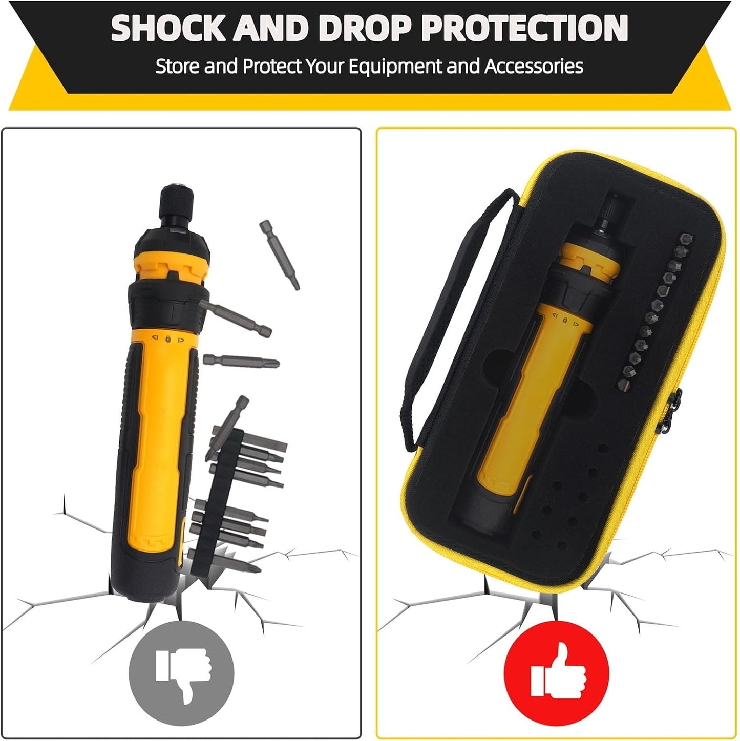 YouKnow Travel Case Compatible with DEWALT Cordless Screwdriver (DWHT66719) and Screwdriving Bits with Custom Foam (Only Case) (Black)