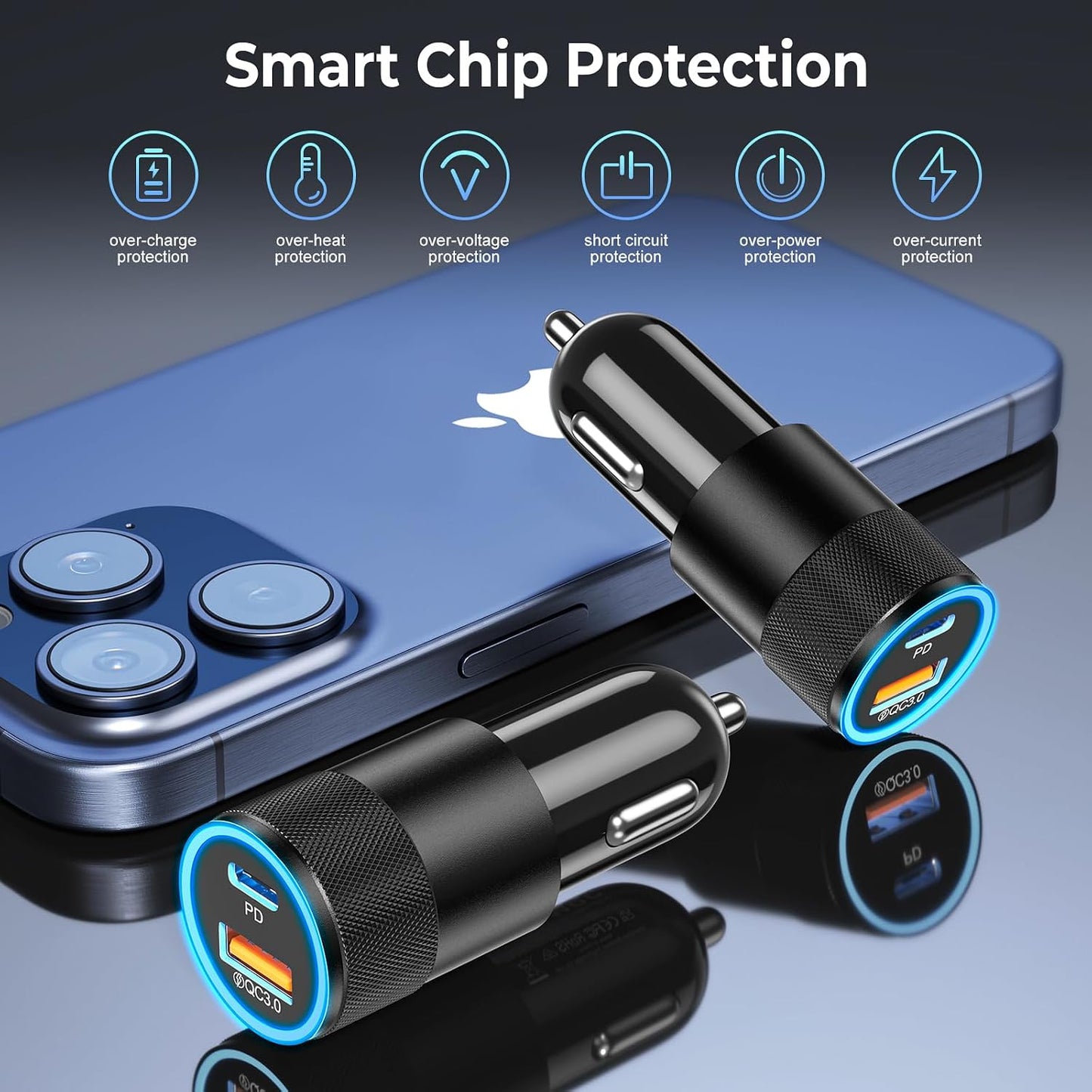 6 Pack USB C Car Charger, Ancekoy 38W USB-C + USB-A Car Charger Adapter | Fast Charge PD/QC 3.0 Cigarette Lighter Adapter USB Charger Plug for iPhone 17/16/15/14/13/12/11/Pro Max, iPad, Samsung